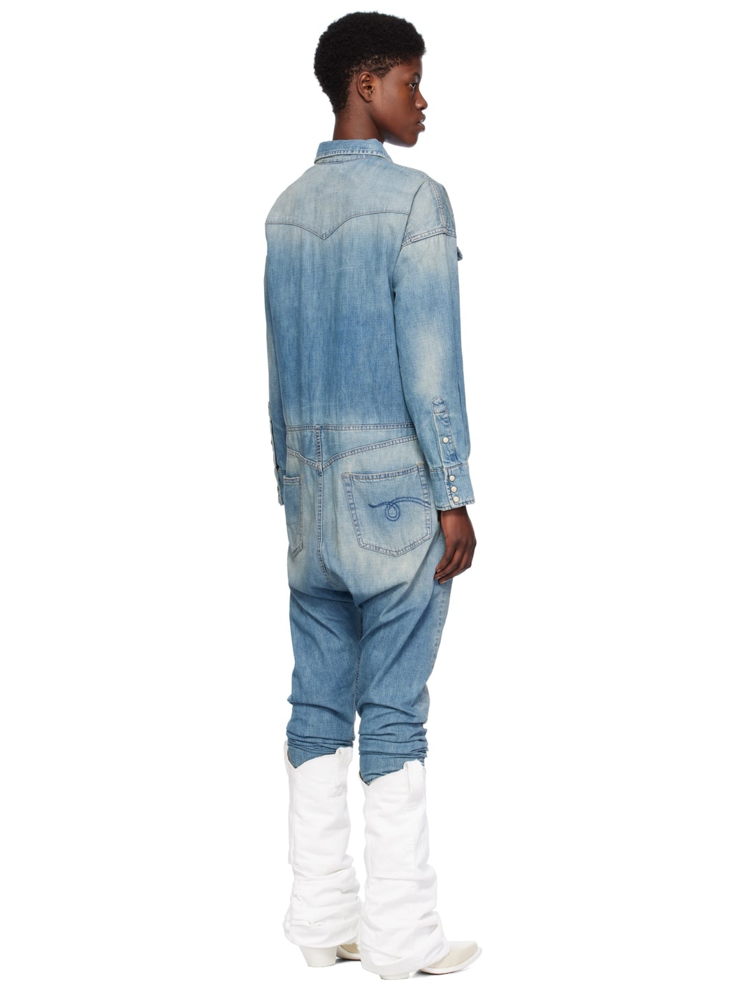 Blue Cowboy Drop Denim Jumpsuit - 3