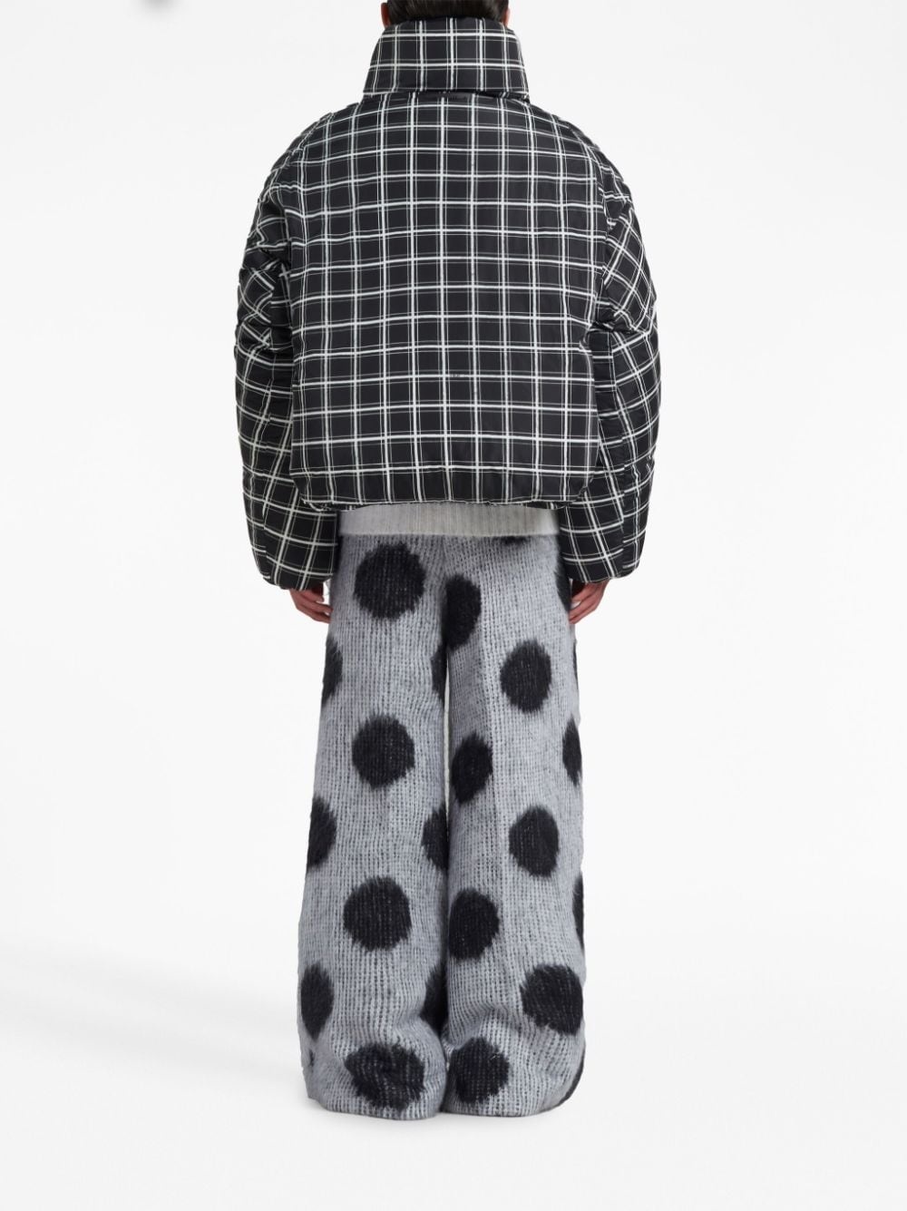 check-print padded jacket - 4