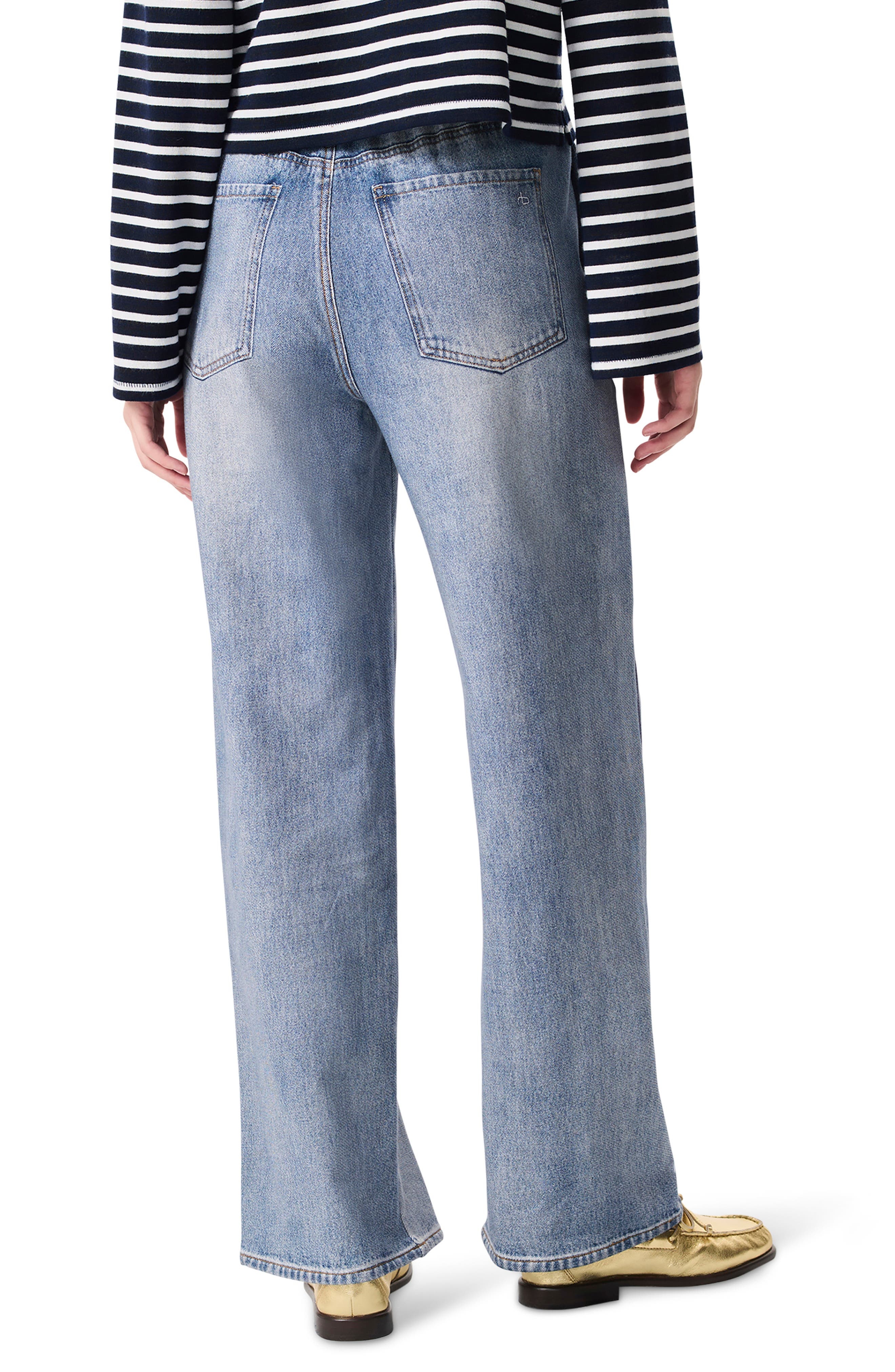 rag & bone Miramar Side Stripe High Waist Wide Leg Cotton Terry Sweatpant Track Pants in Coney at No - 2