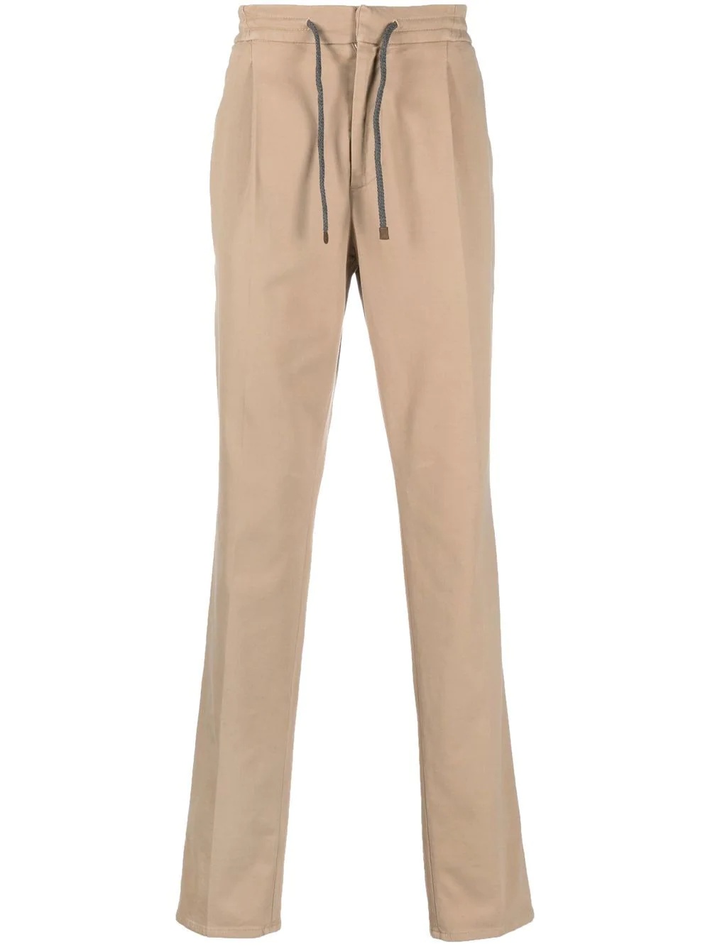 elasticated-waist straight-leg trousers - 1