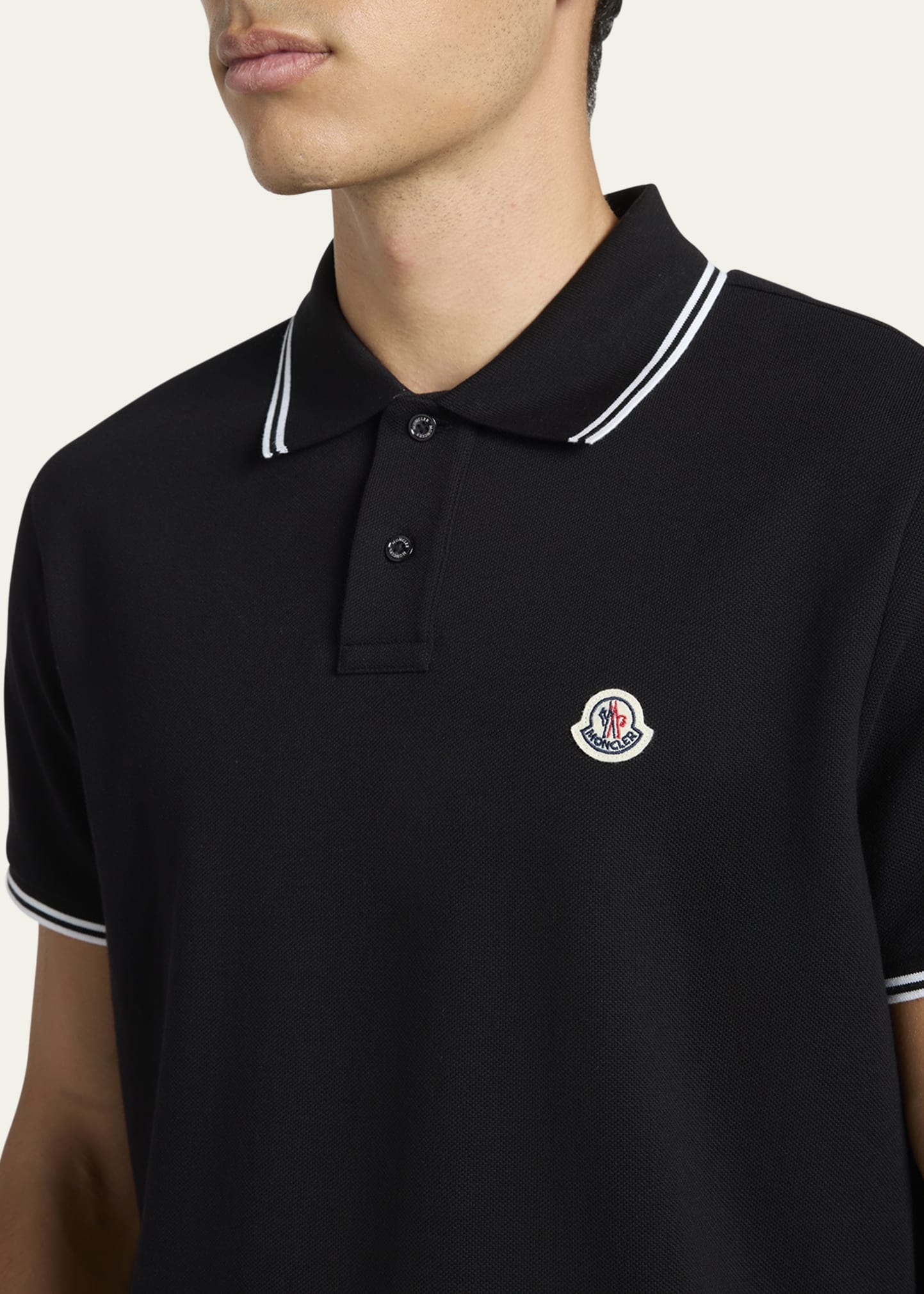 Men's Pique Polo Shirt with Stripe Collar - 5
