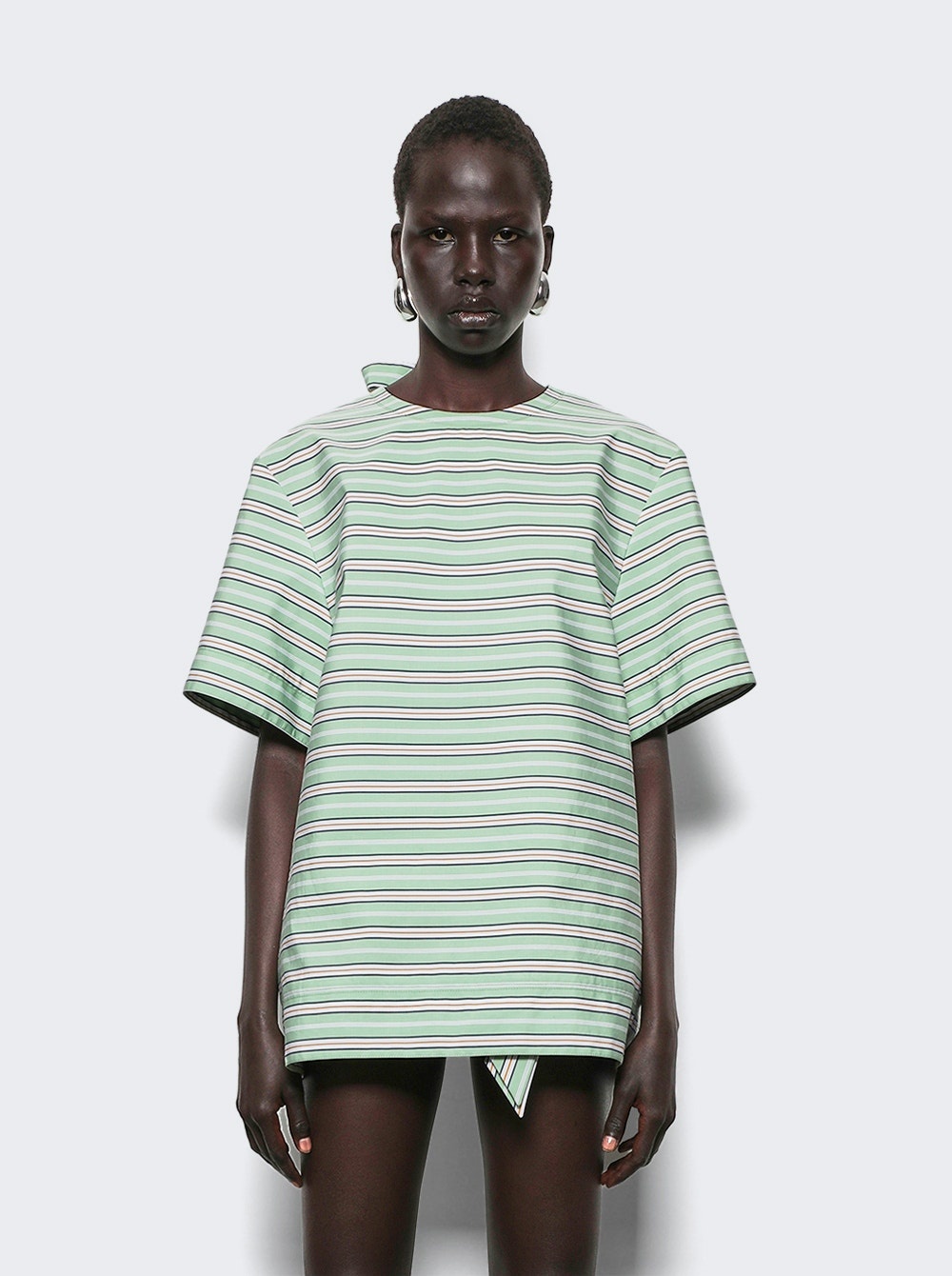 Top Short Sleeves Stripe Green And Mustard - 2