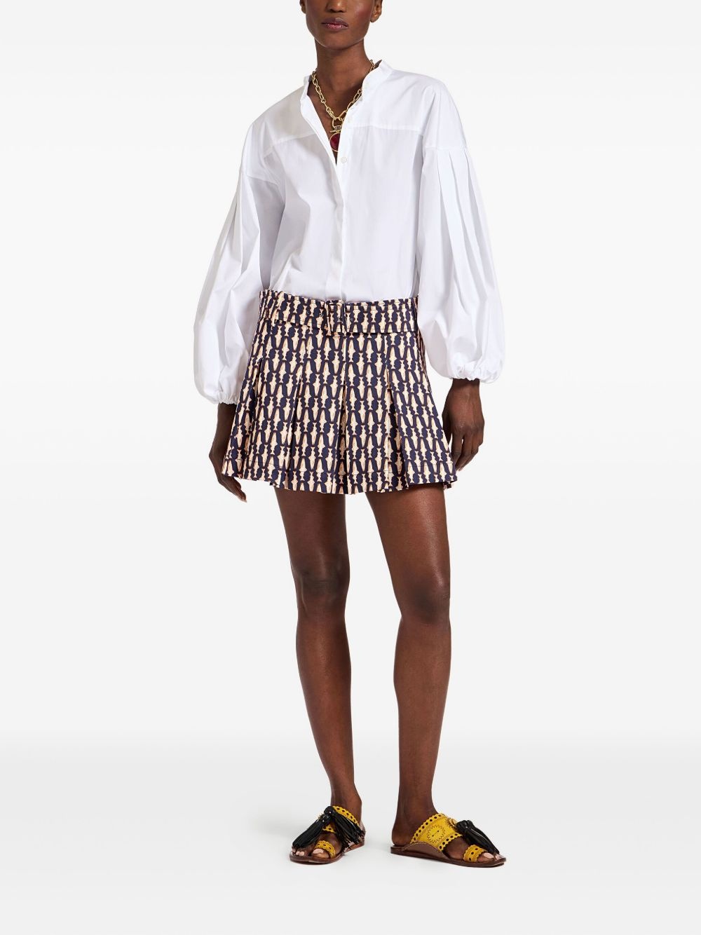 pleated fish-print skirt - 2