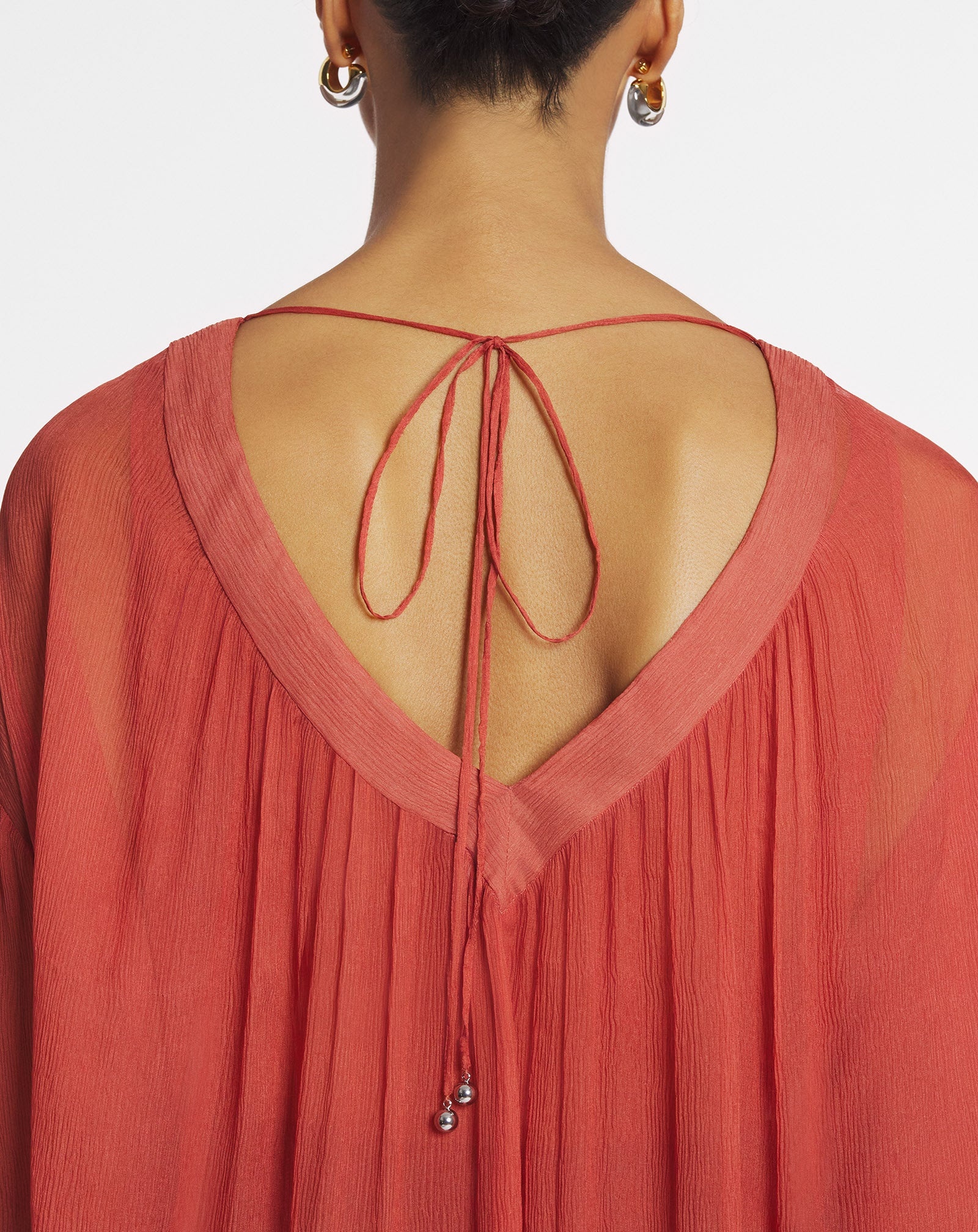 GATHERED BLOUSE IN SILK CREPON - 5