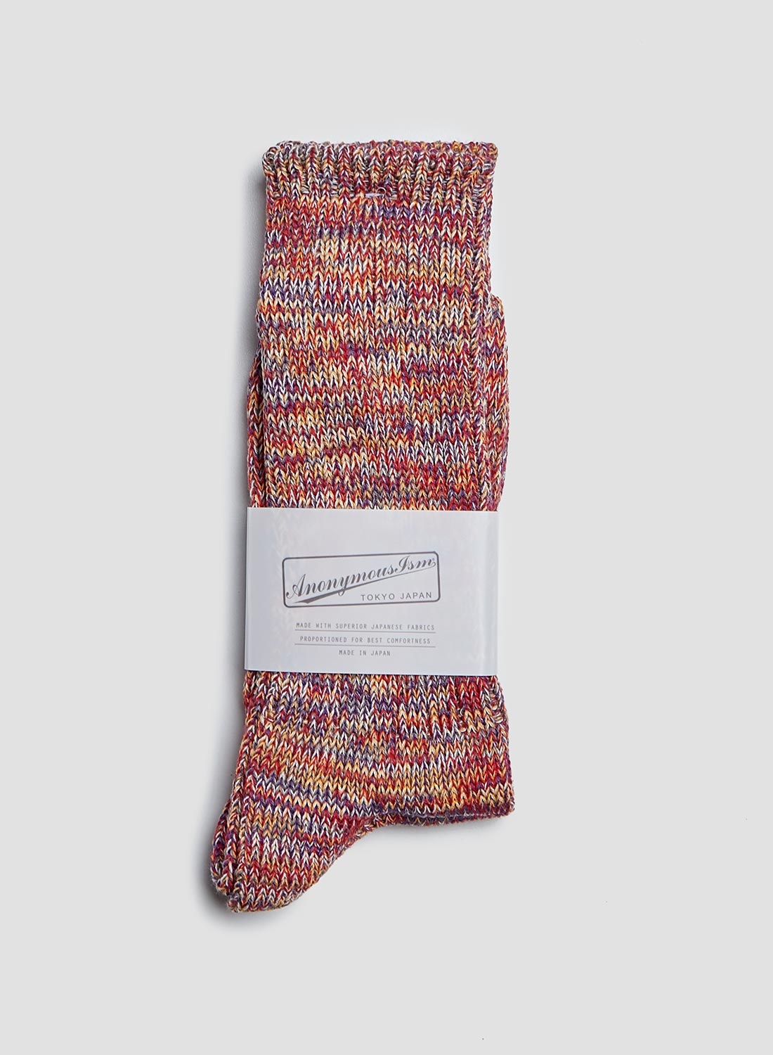 Anonymous Ism 5 Colour Mix Crew Sock in Red - 1