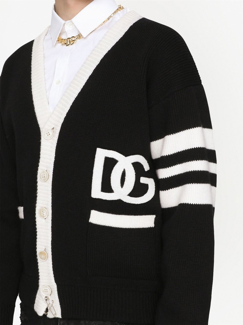 DG logo virgin wool cardigan - 4