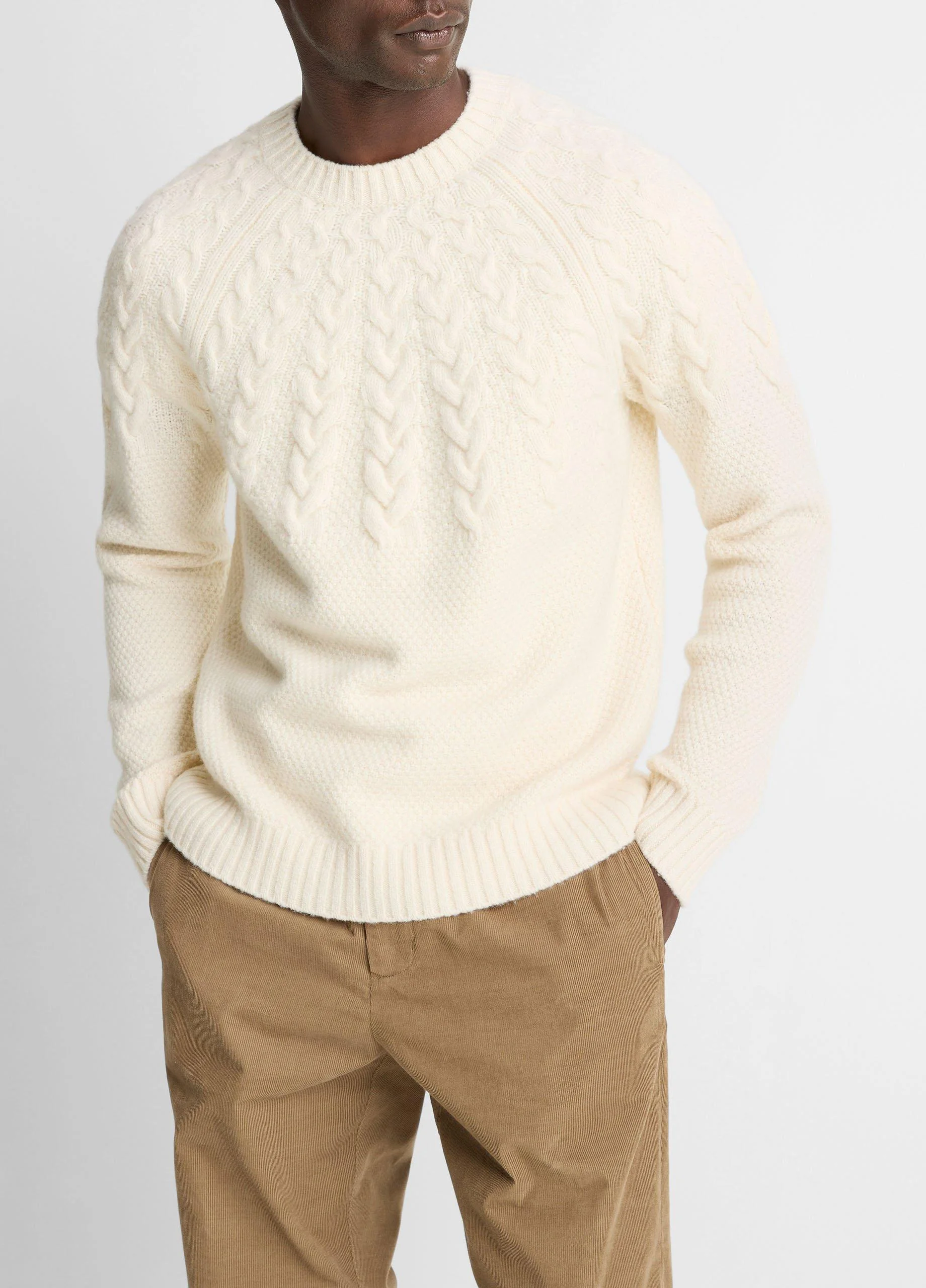 Airspun Merino Wool Cable-Yoke Sweater - 1
