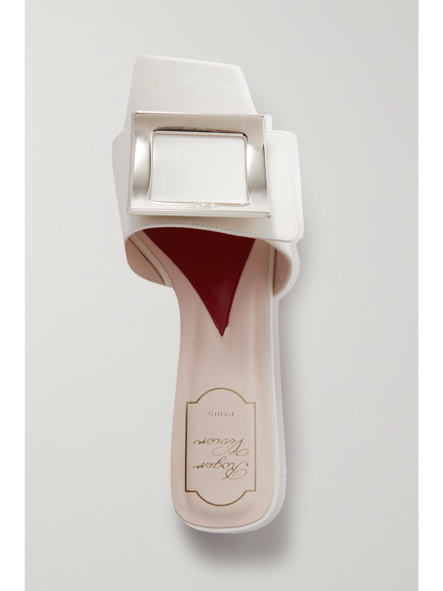 Belle Vivier embellished patent-leather mules White - 5