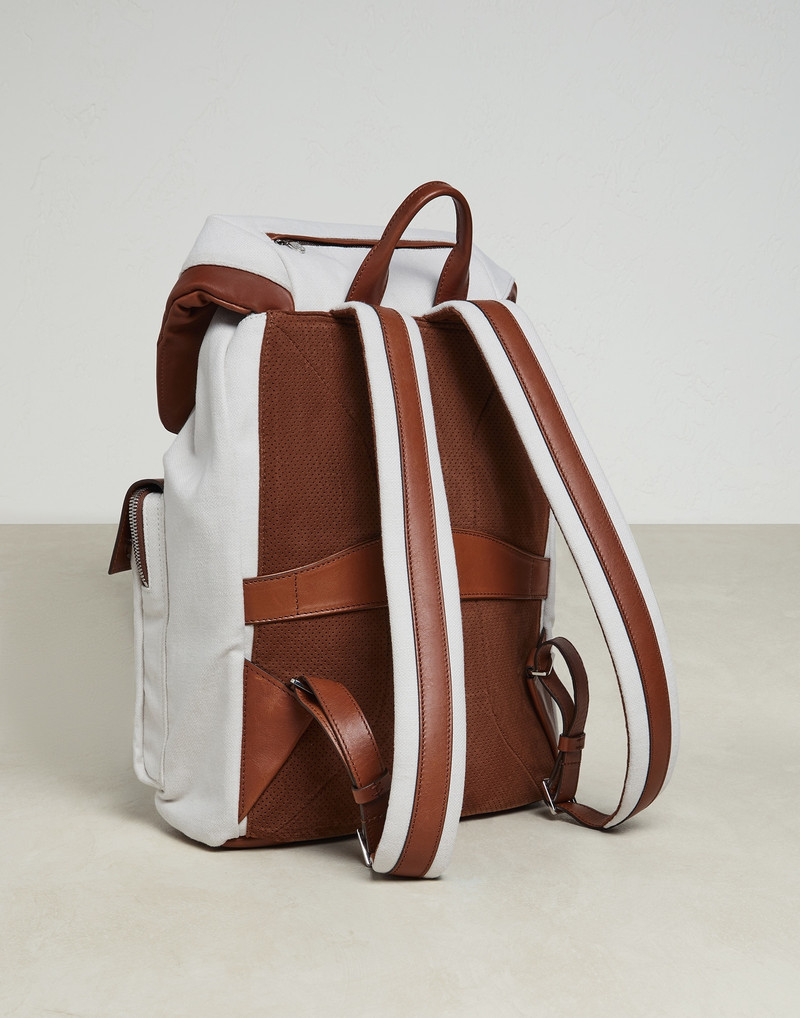 Canvas and vintage calfskin leisure backpack 2