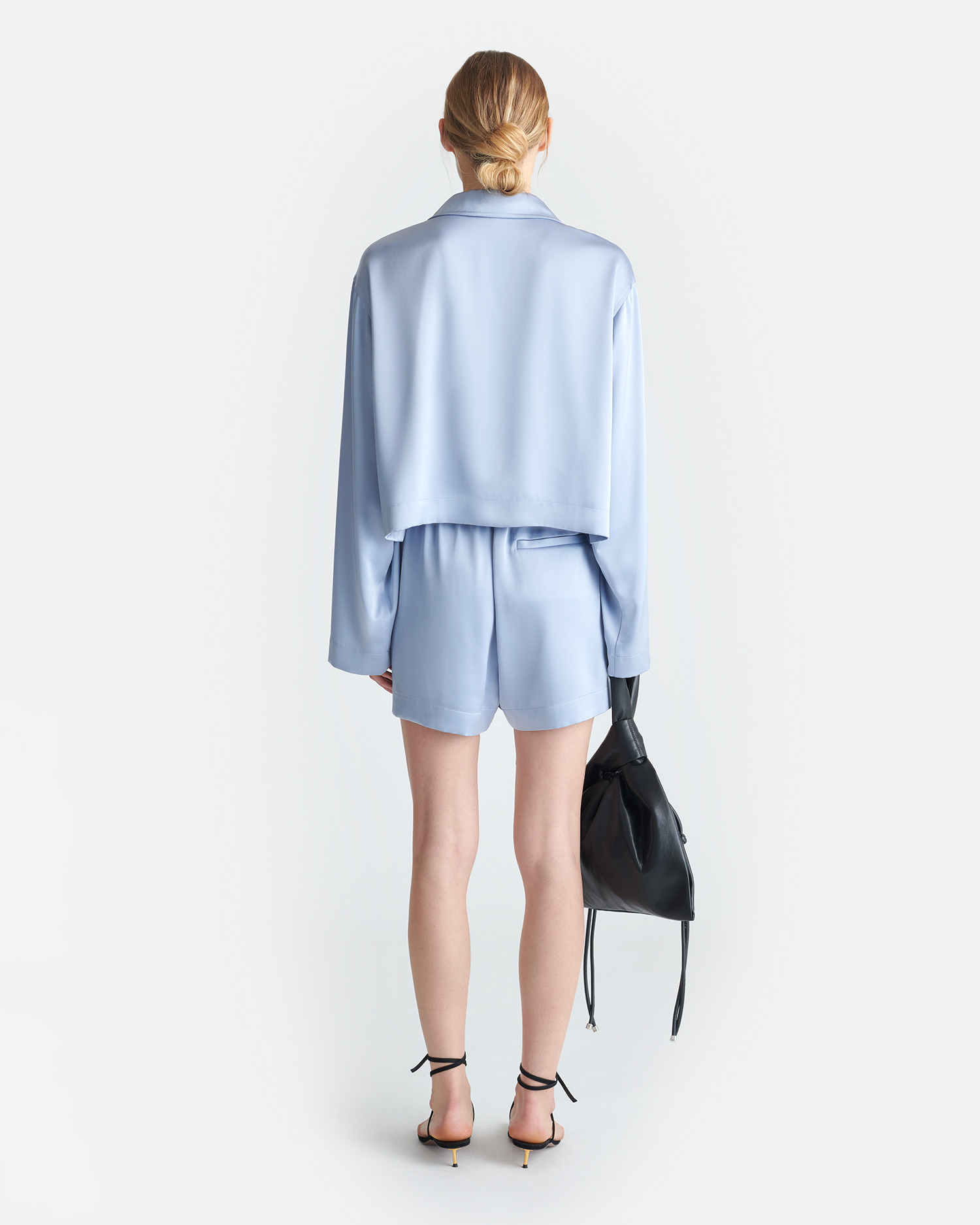 Cropped Slip Satin Shirt - 2