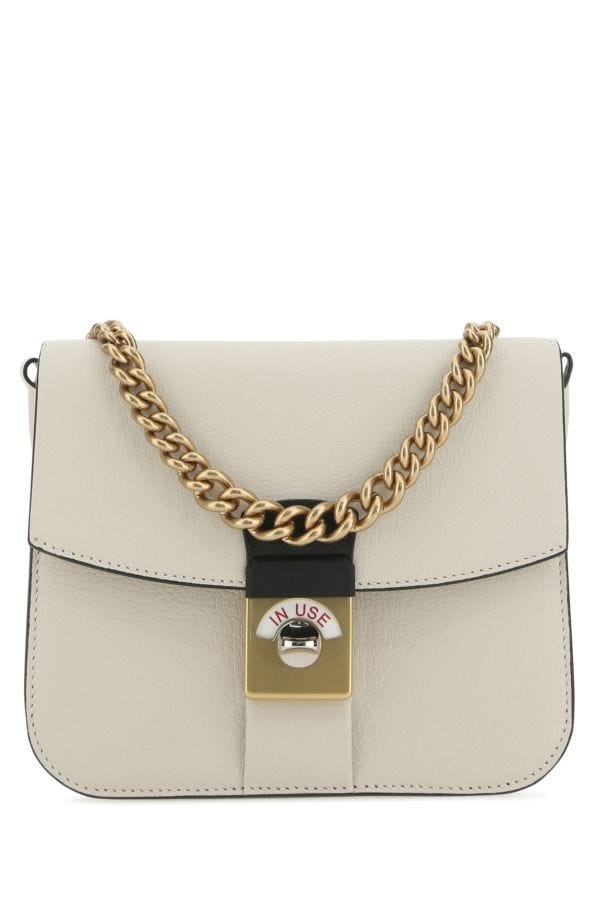 Two-tone leather and cotton New Lock Square handbag - 1