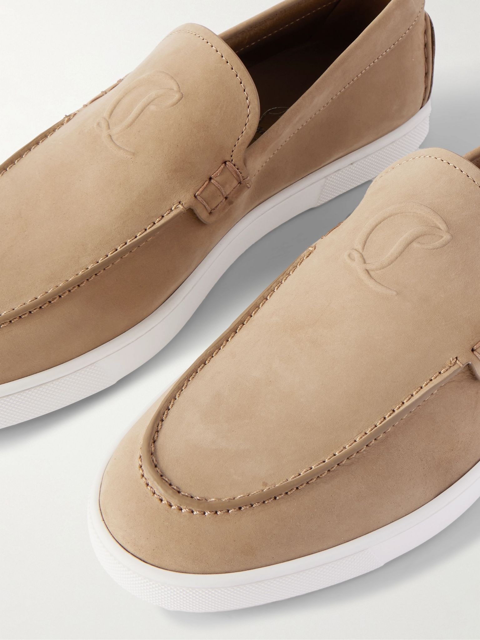 Moonboat Logo-Embossed Nubuck Loafers Brown - 5