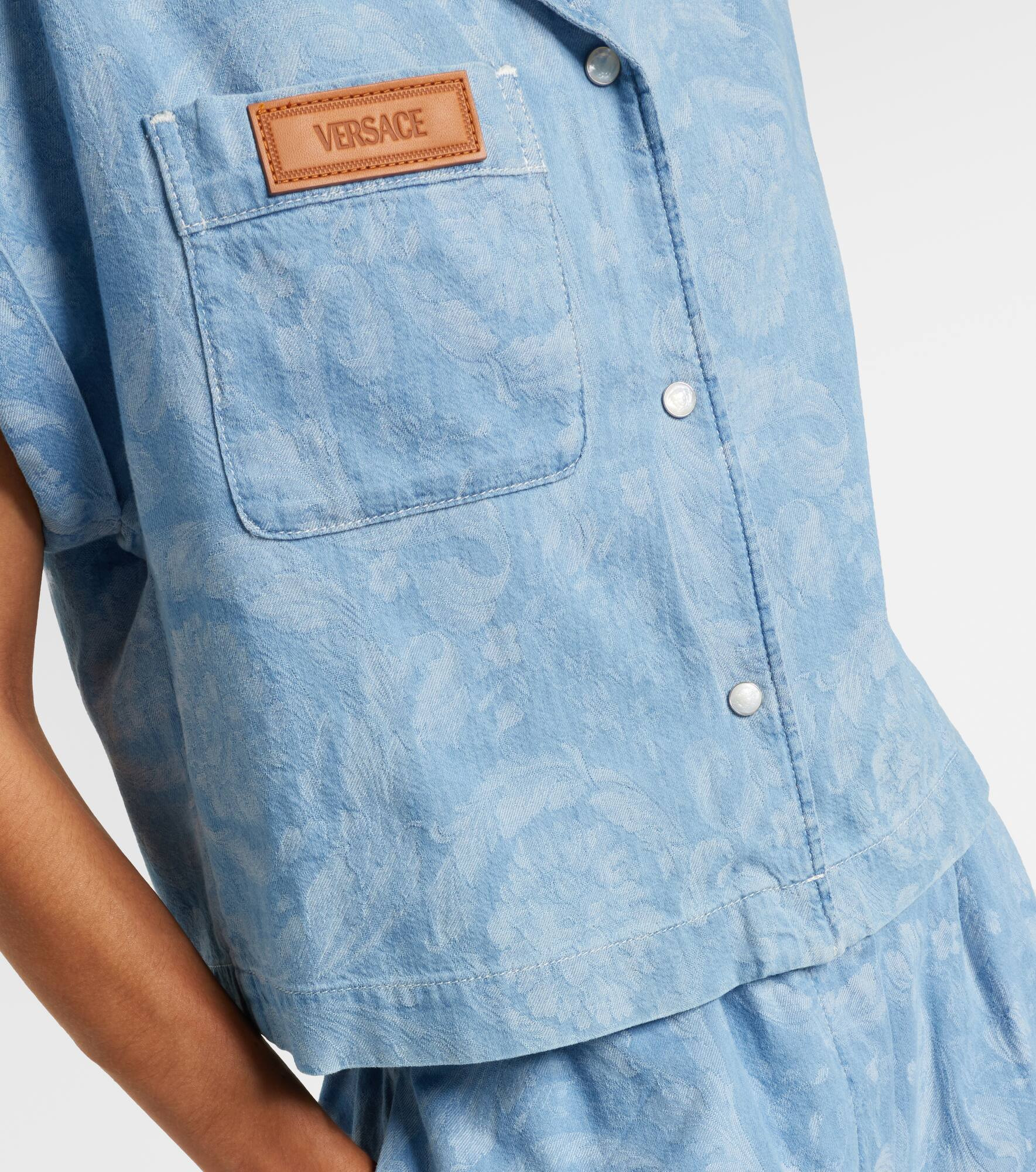 Barocco cropped denim chambray shirt - 5