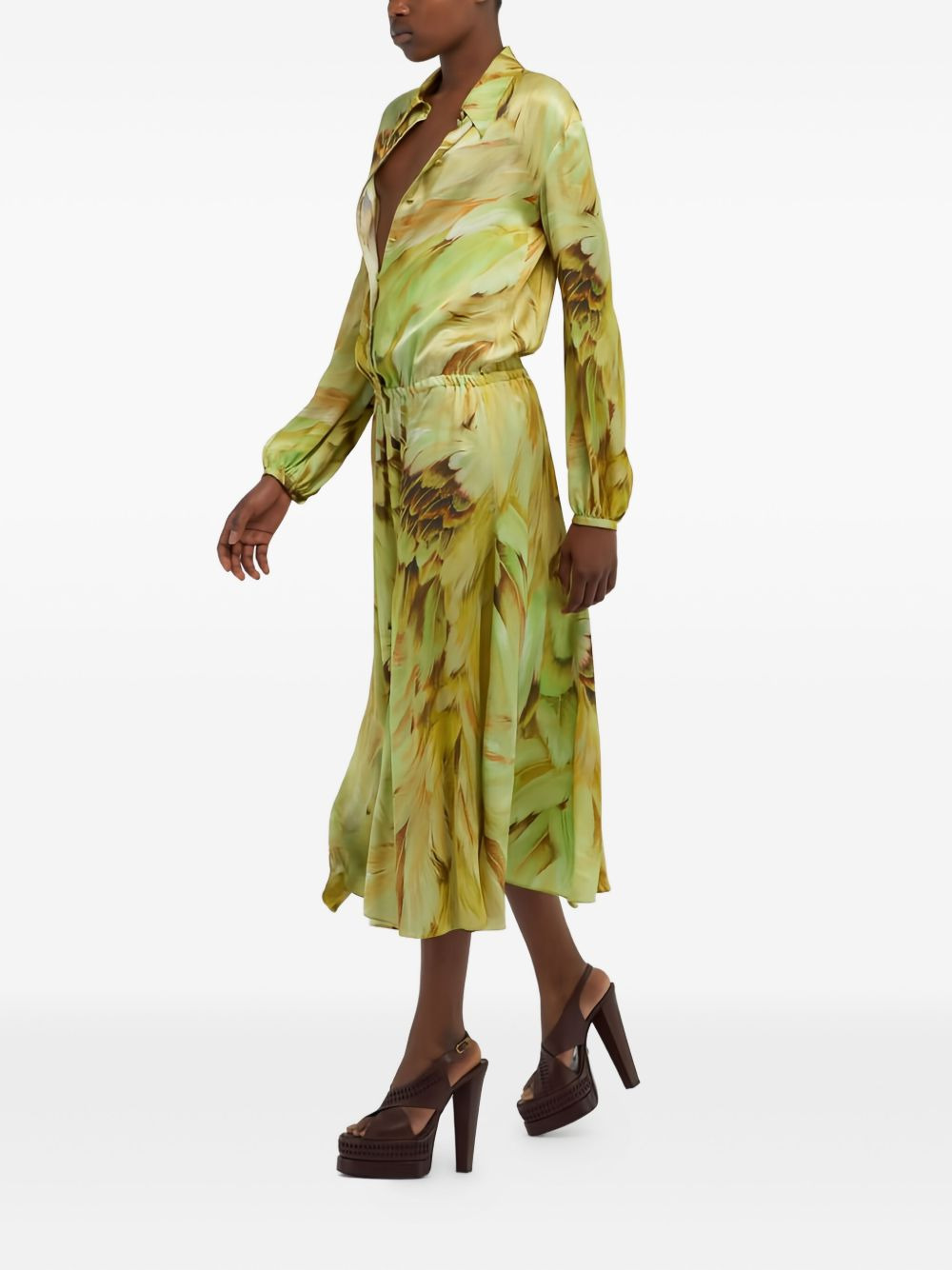feather-print midi dress - 3