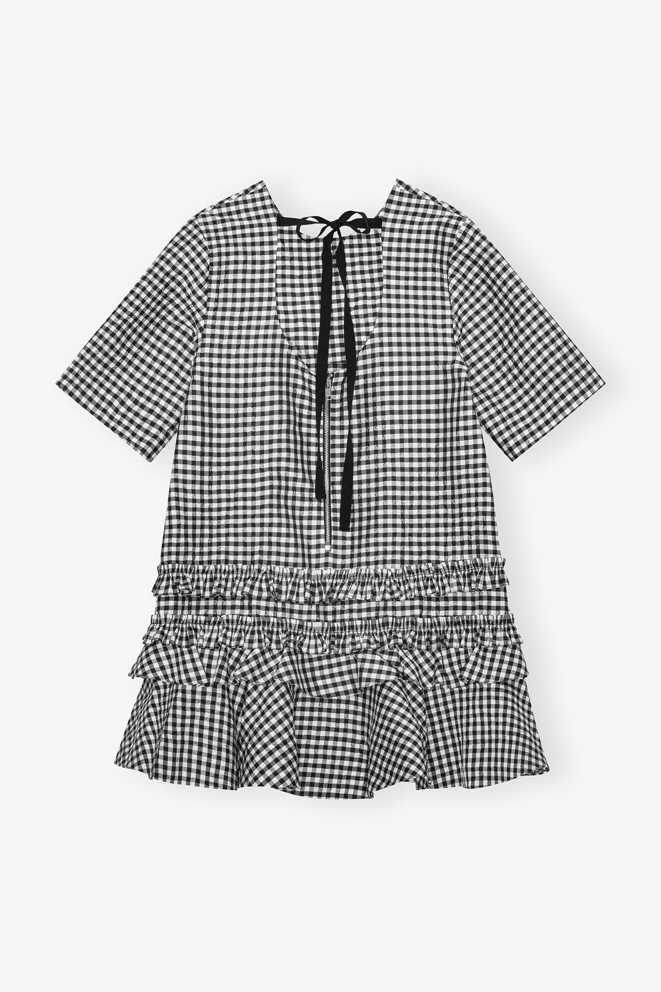 CRINKLED CHECK MINI DRESS - 6