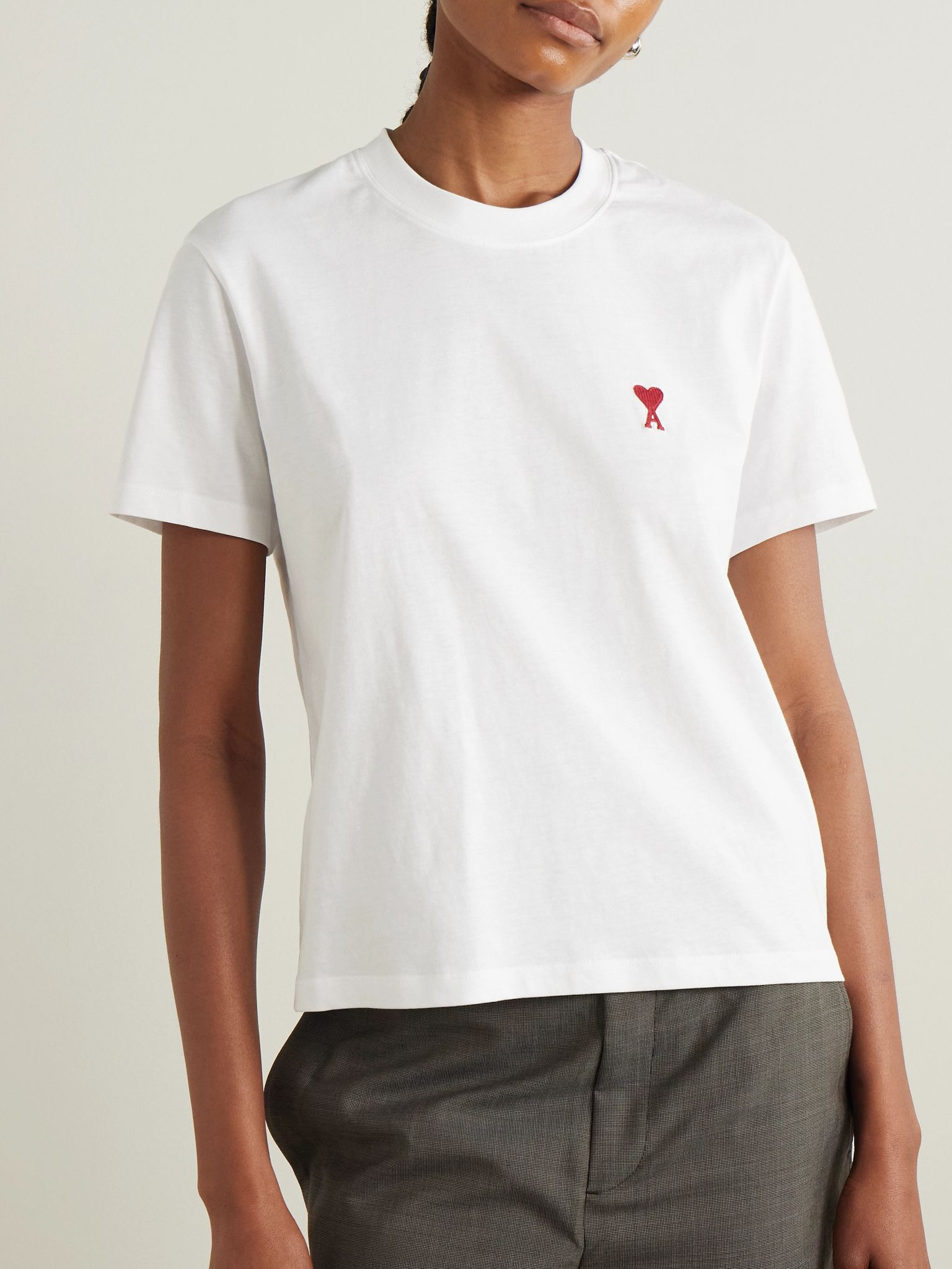 De Cœur embroidered organic cotton-jersey T-shirt White - 3