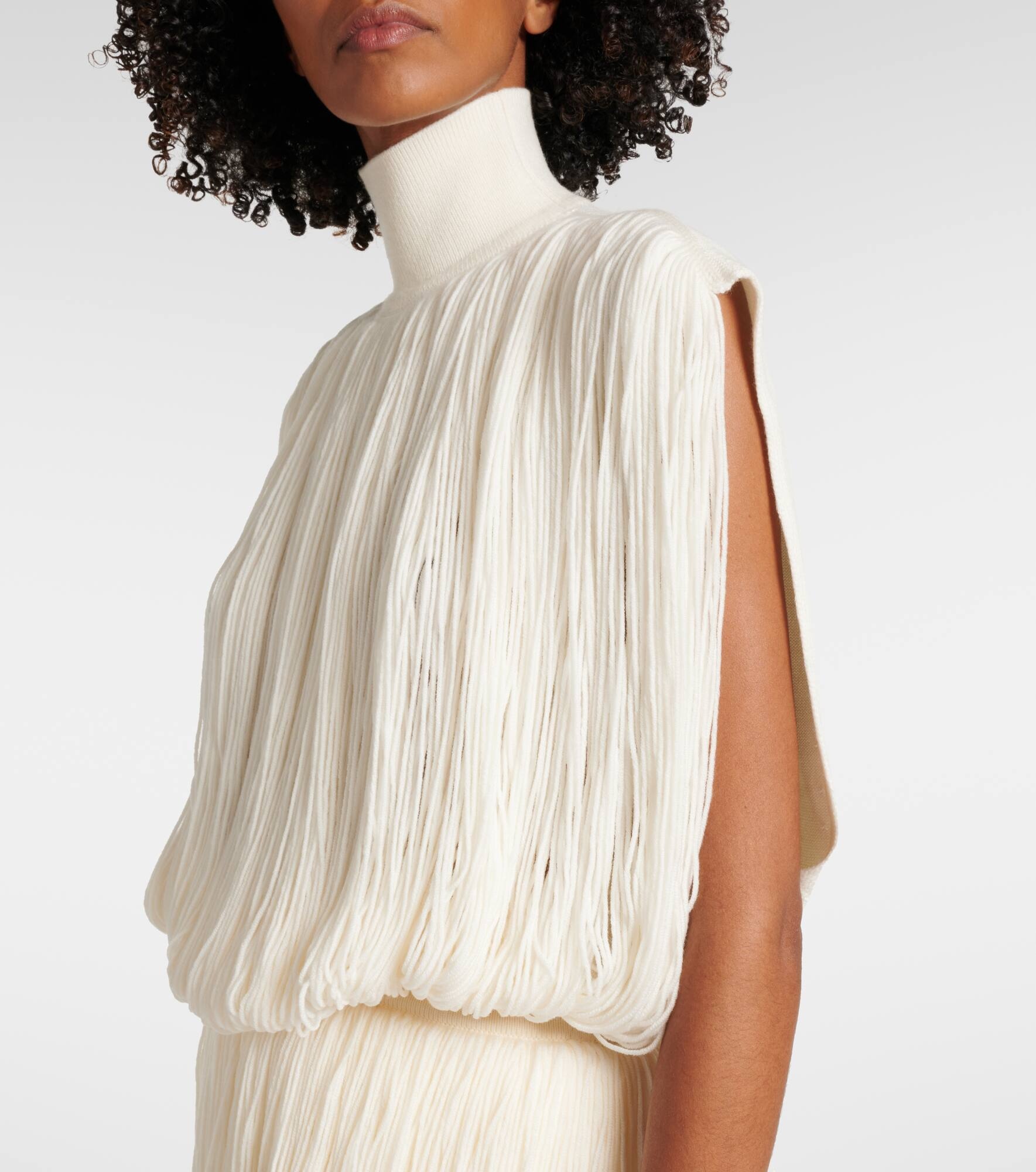 Fringed wool turtleneck sweater - 5