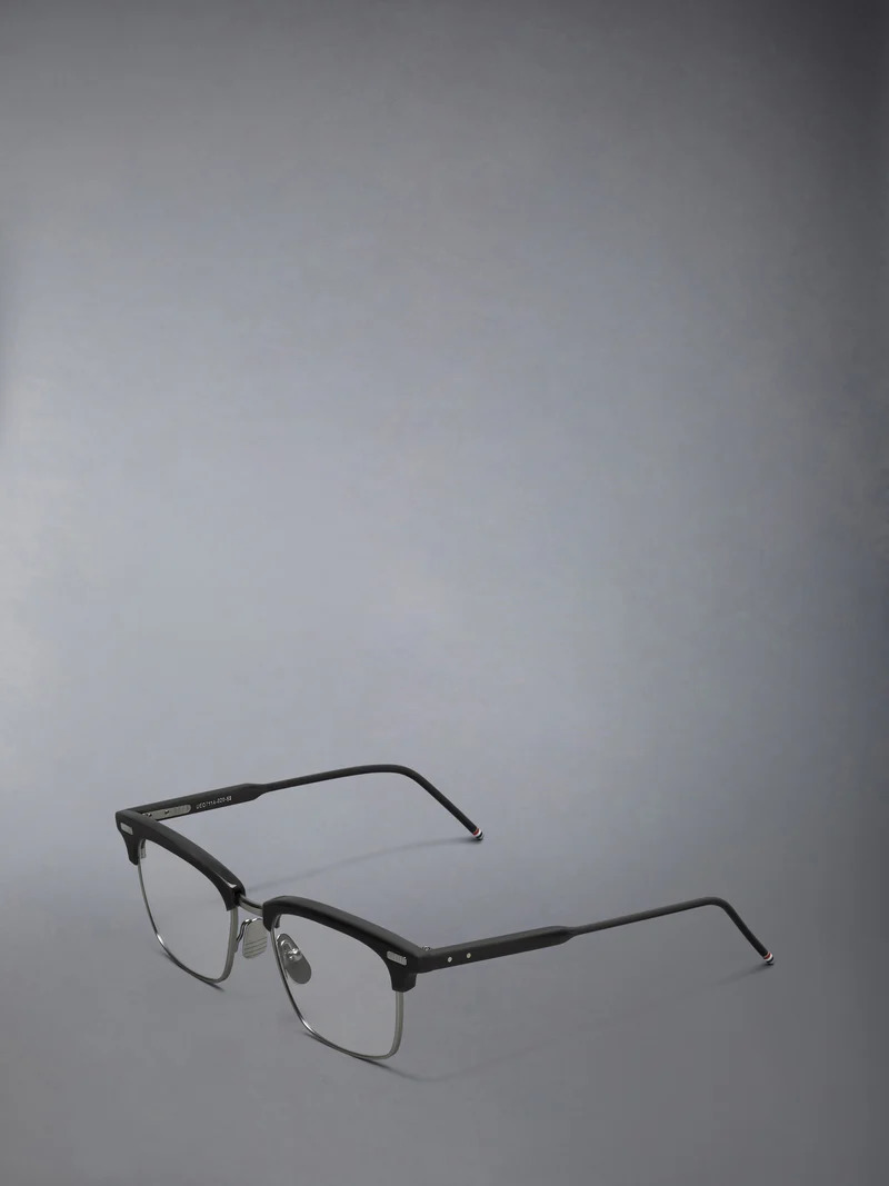 Acetate And Titanium Rectangular Eyeglasses Unisex - 2