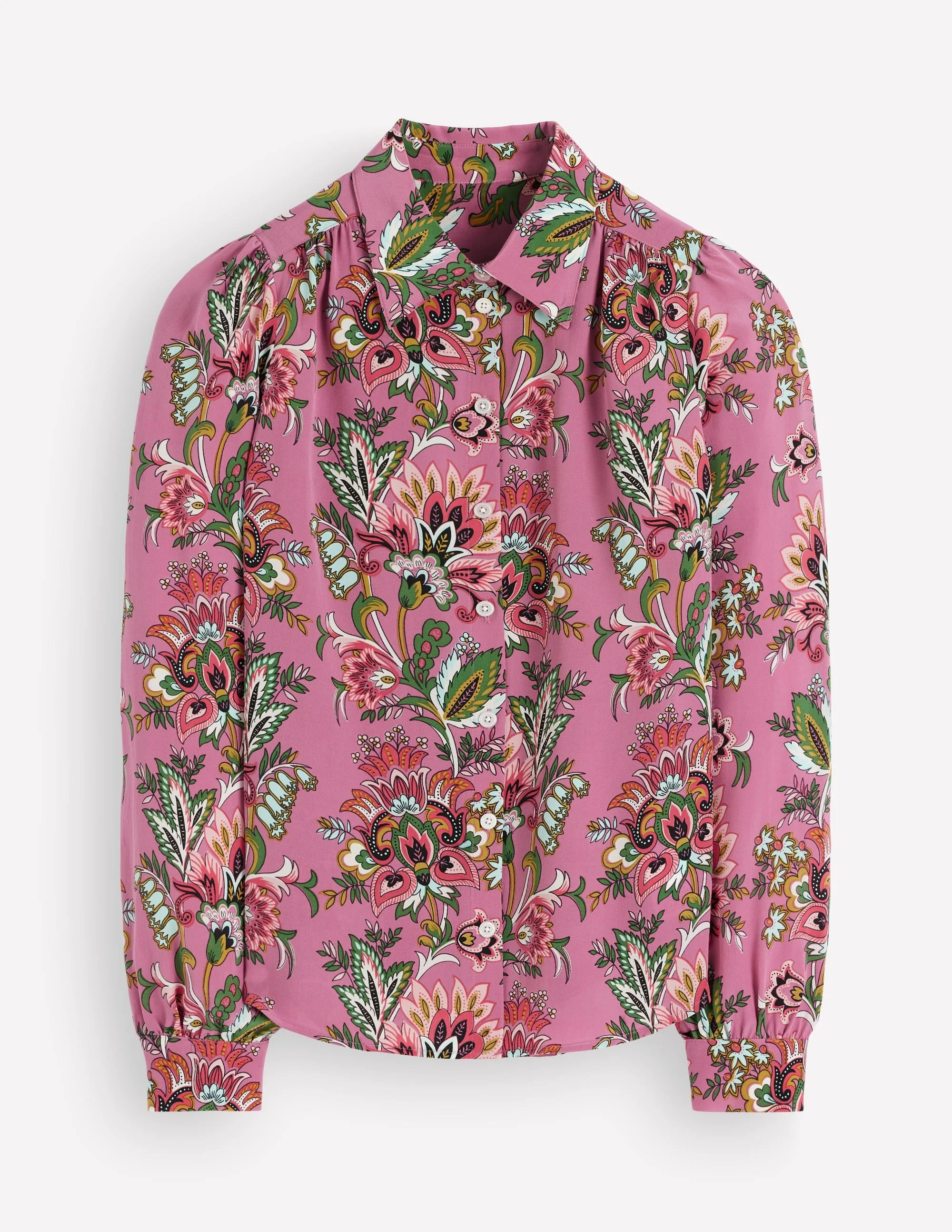 Sara Silk Shirt-Pink Heather, Frosted Flora - 1