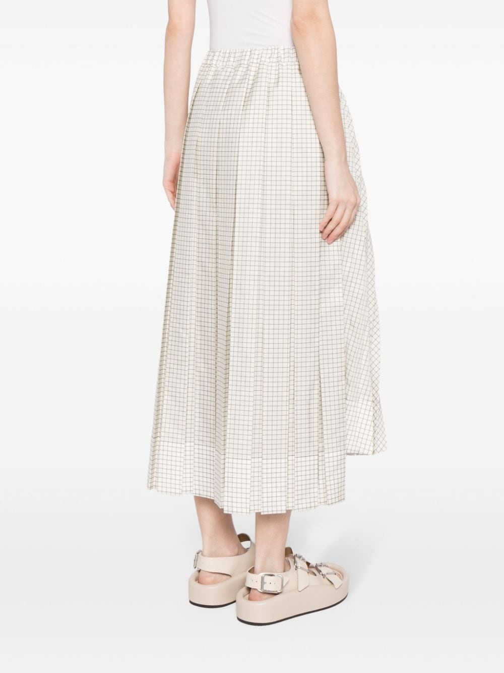 grid-pattern taffeta midi skirt - 4