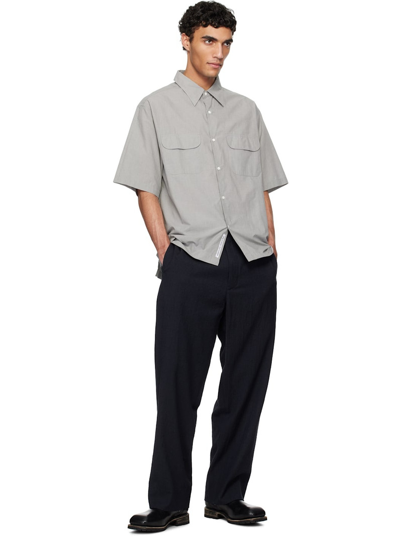 Nanamica Gray Regular Collar End On End S/S Shirt outlook