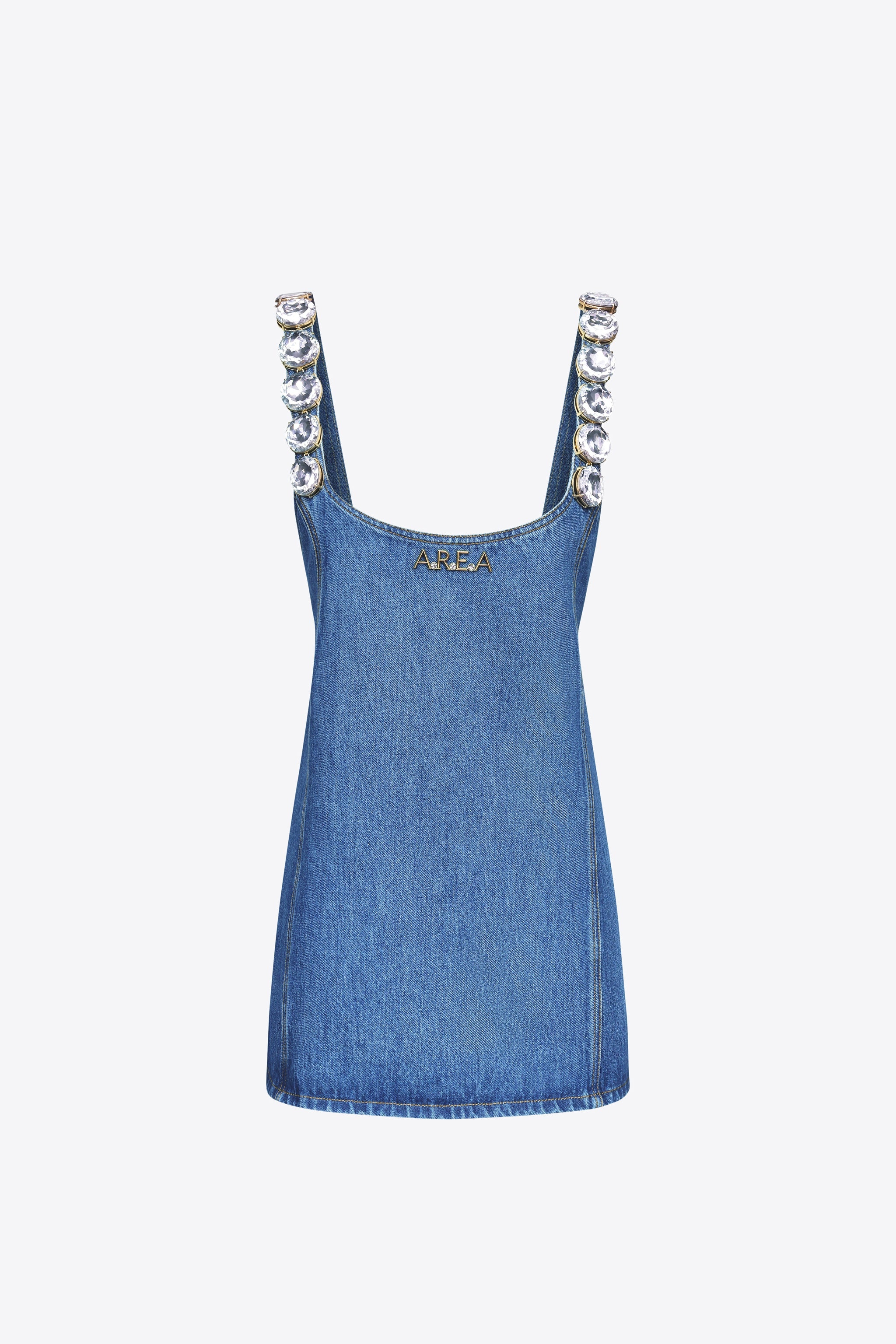 JUMBO CRYSTAL DENIM MINI DRESS - 1