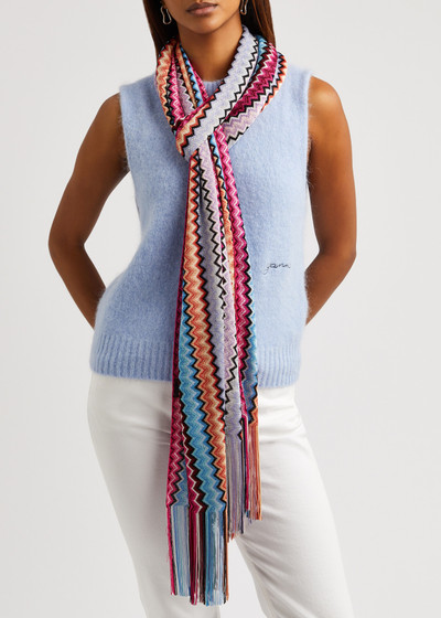 Missoni Zigzag-intarsia fine-knit scarf outlook