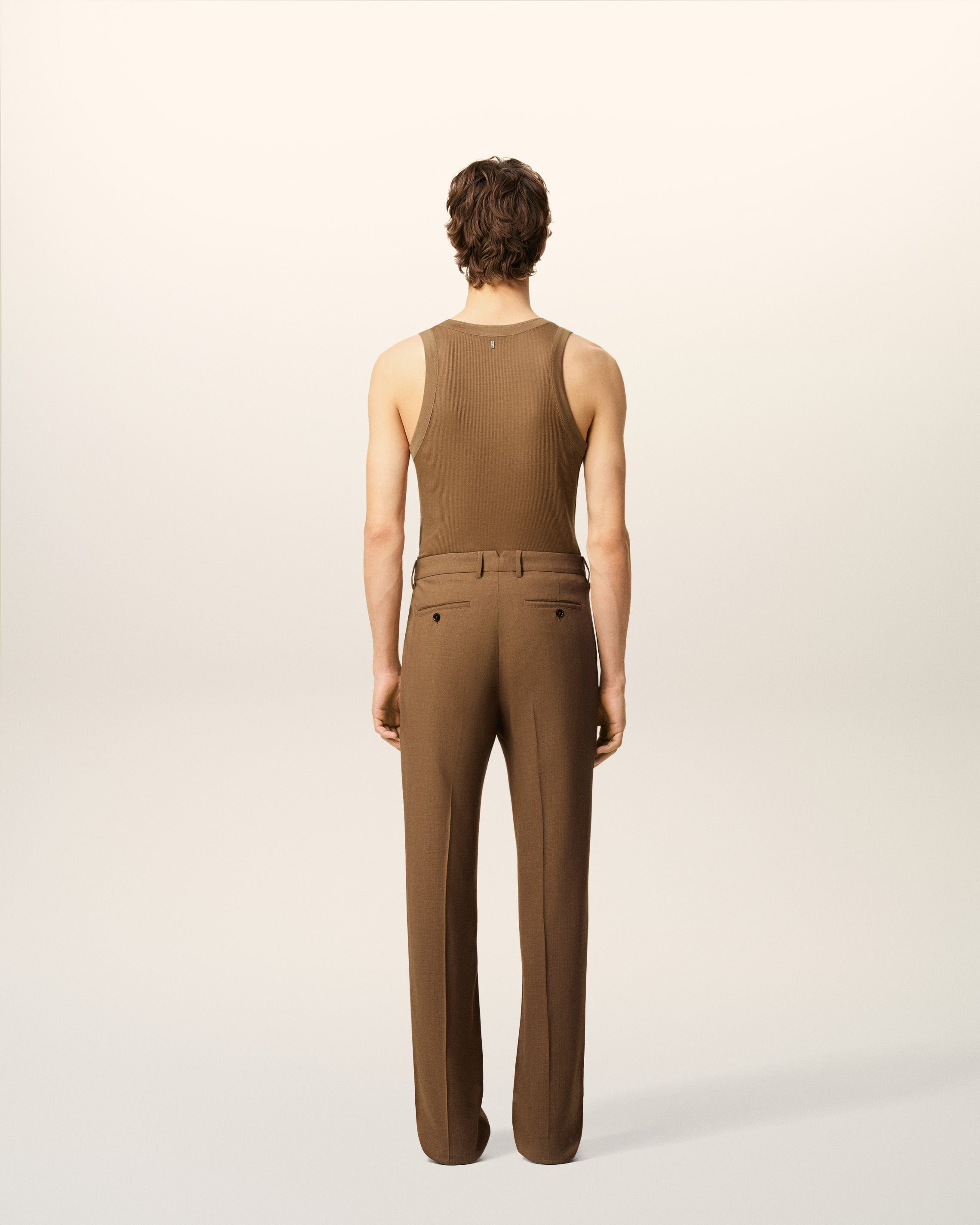 BROWN JERSEY BUTTONED PLACKET TANKTOP - 5