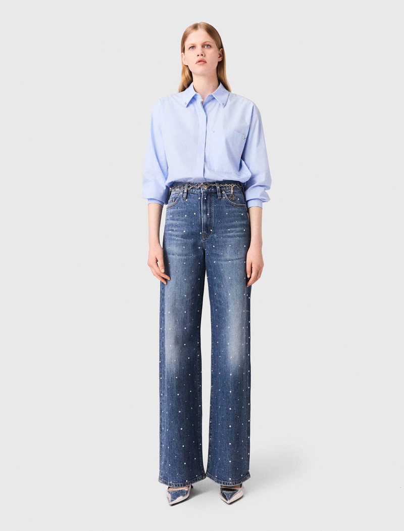 maje Wide-leg denim jeans with studs outlook