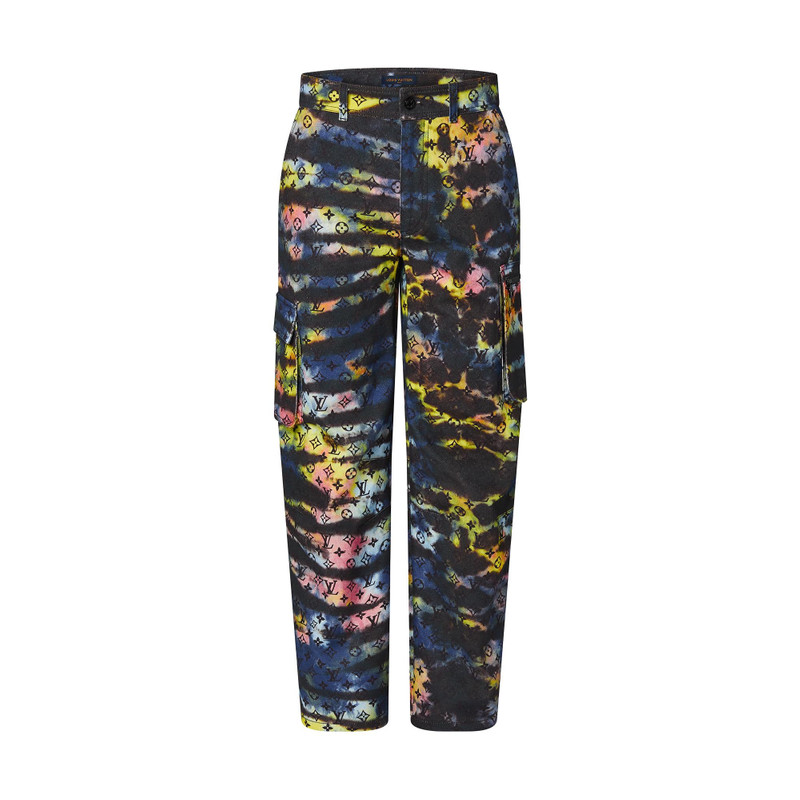 Printed Monogram Tie-Dye Cargo Denim Pant - 1