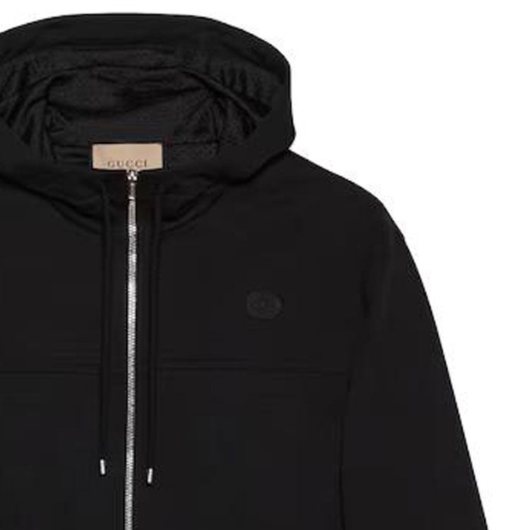 Gucci Cotton Jersey Hooded Jacket With Web 'Black' 752187-XJFQV-1043 - 5