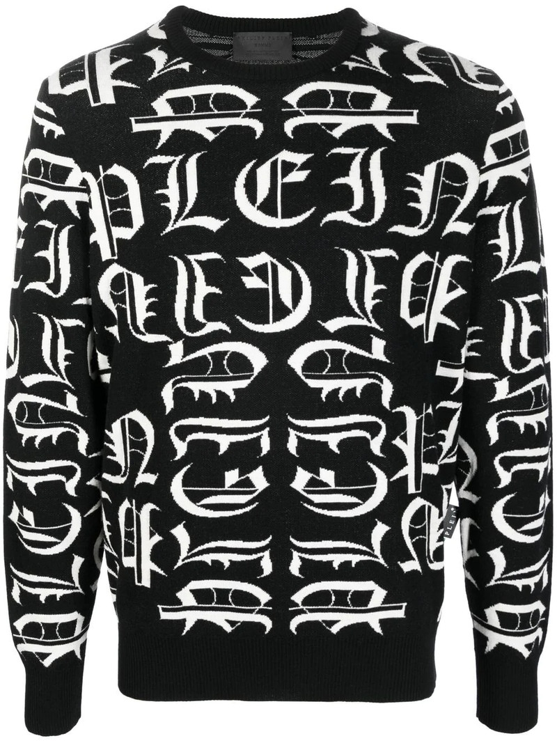 logo-embroidered crew neck sweater 1