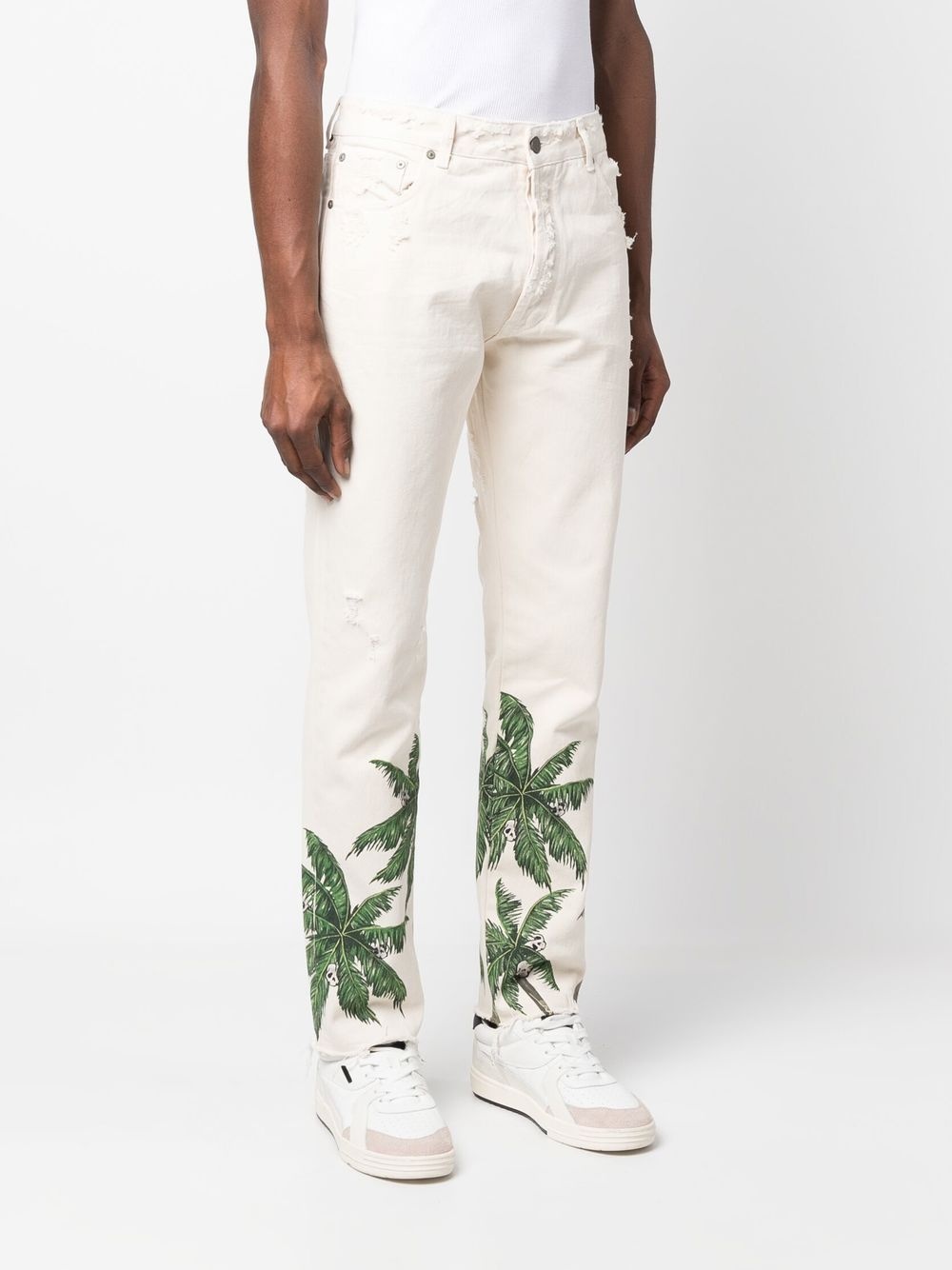 palm tree-print straight-leg jeans - 3