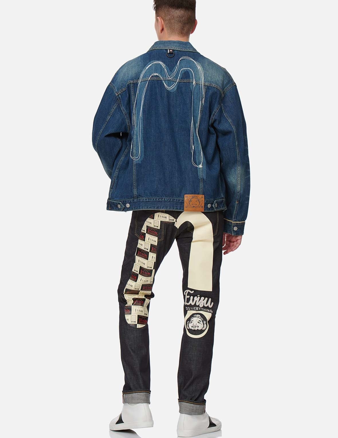 DAICOCK DISCHARGED PRINT AND STITCHING DENIM JACKET - 5