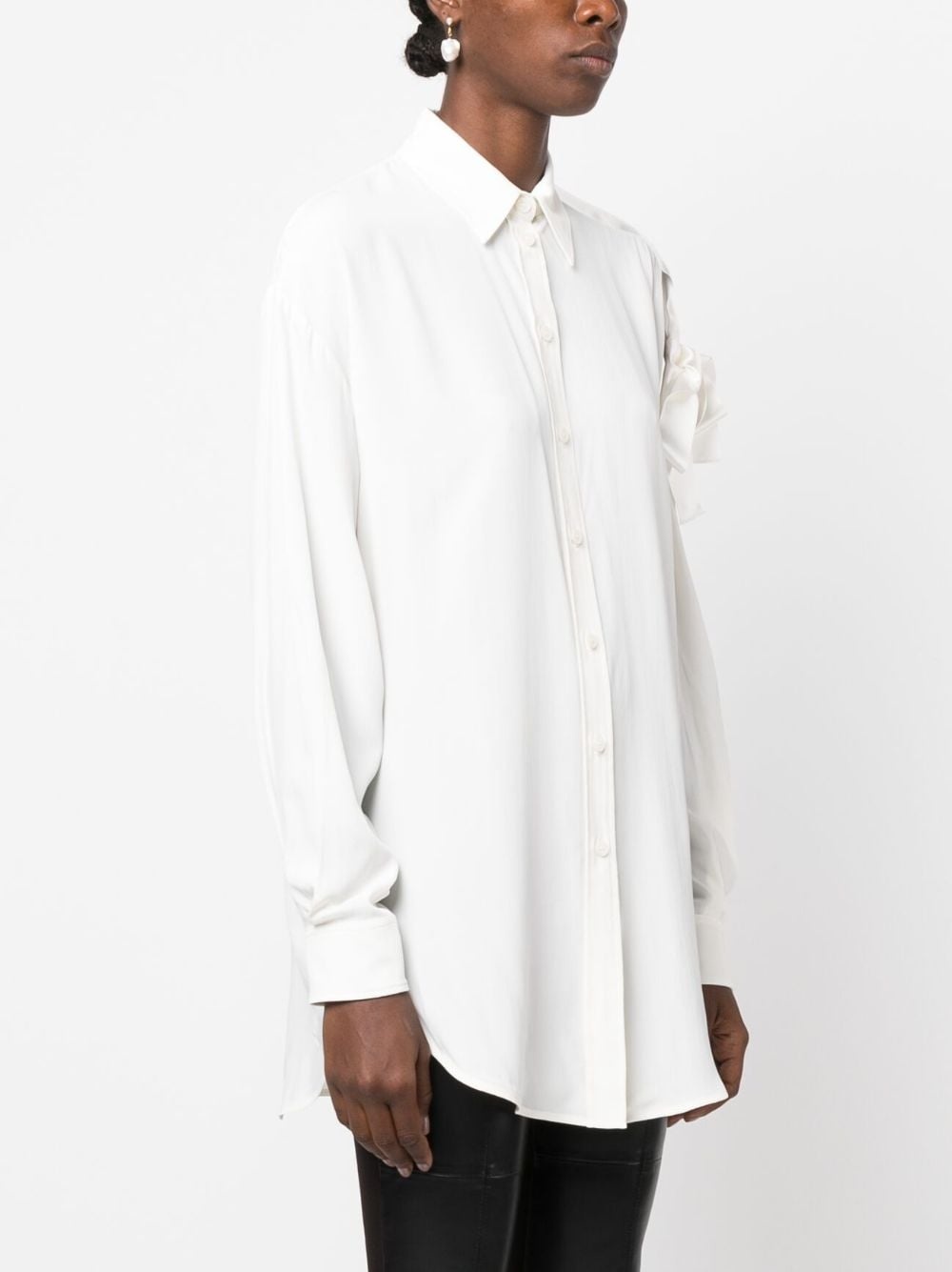 bow-detail pointed-collar shirt - 3