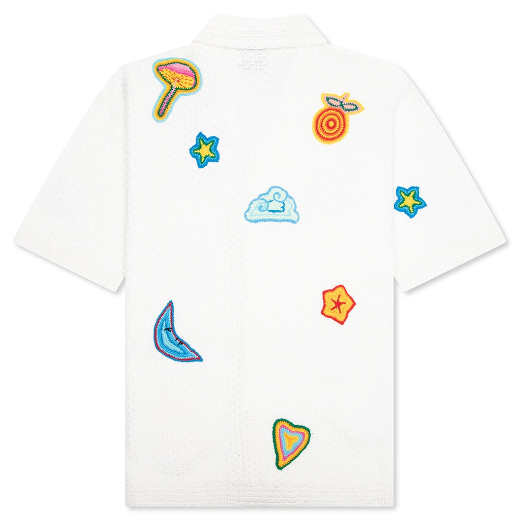 CROCHET SHIRT WITH PATCHES - WHITE - 2