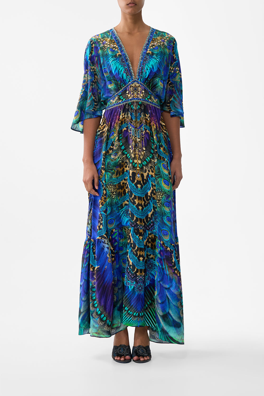 WAISTED DRESS WITH HEM RUFFLE - 2