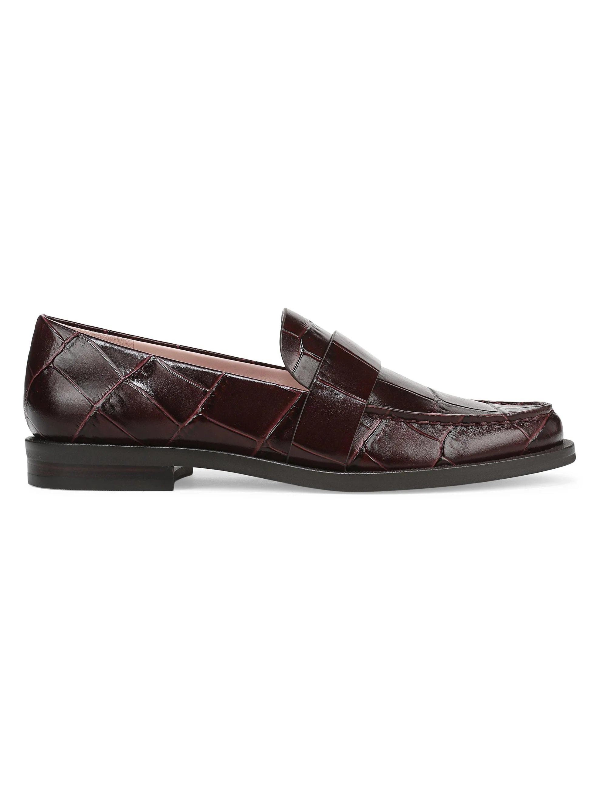 Women's Lola Croc-Embossed Leather Penny Loafers - Deep Bordeaux - 1