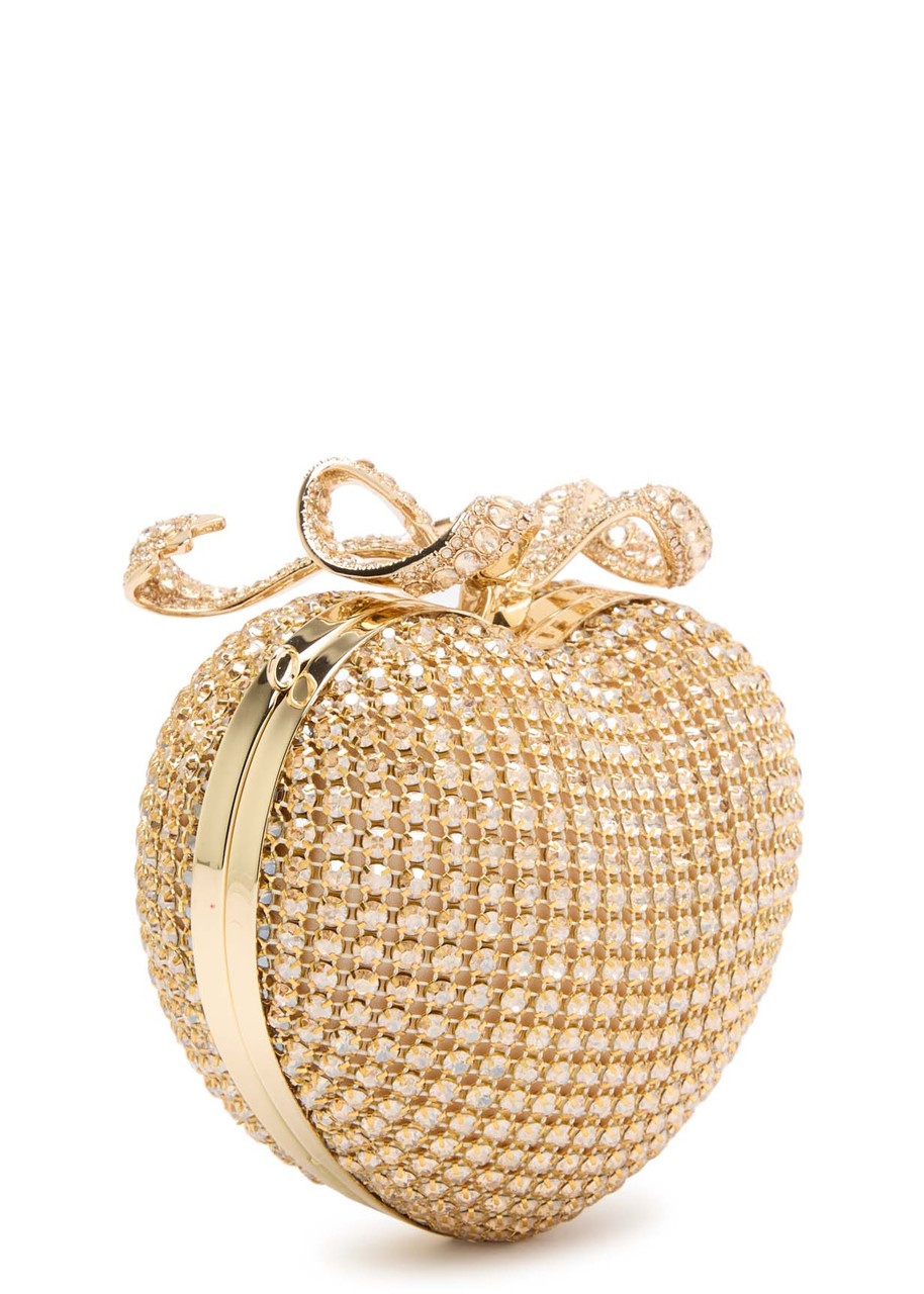 Self-portrait Heart Crystal-embellished Satin Clutch - 2