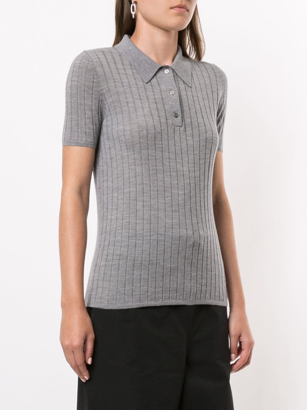 ribbed merino polo top - 3