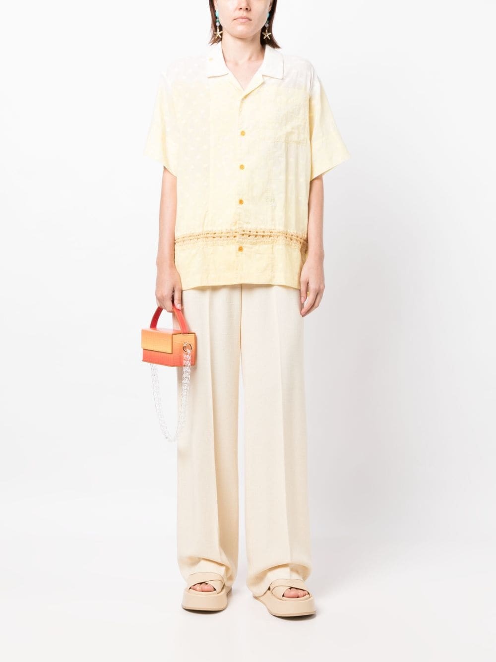 crochet-knit short-sleeved shirt - 3