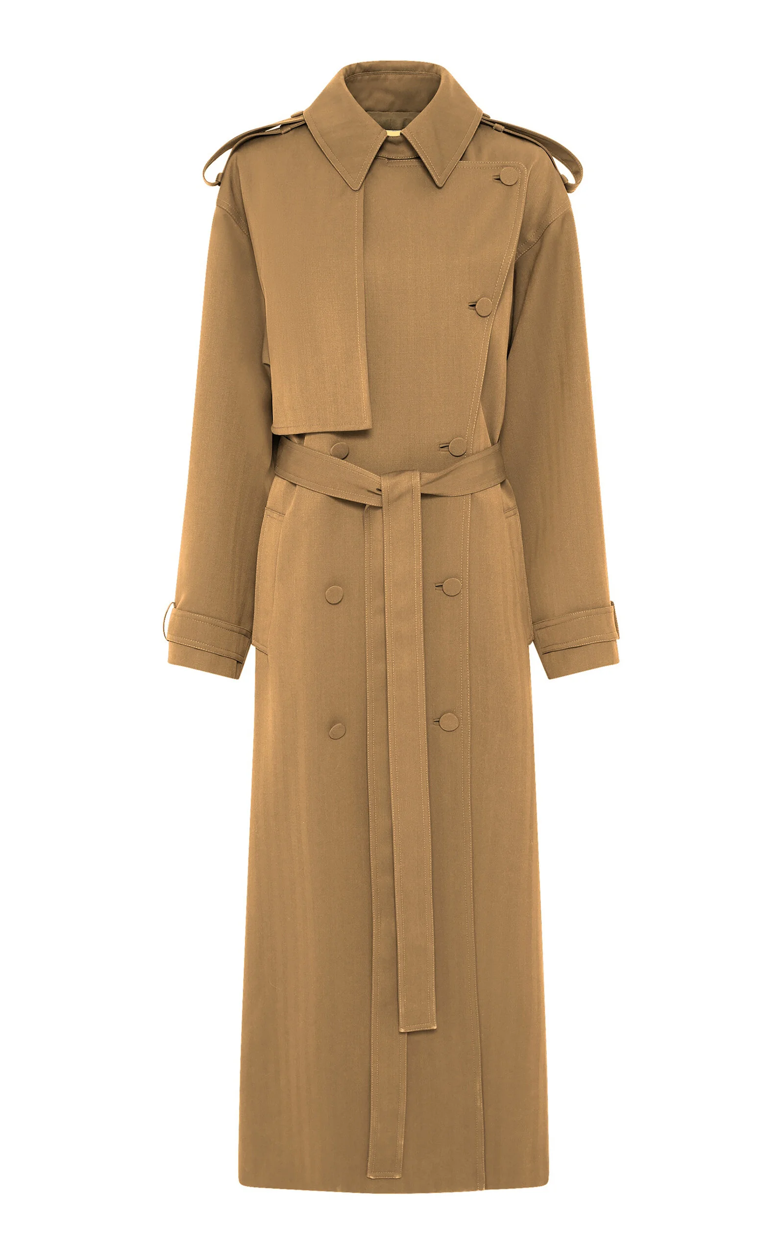 Tellus Double-Breasted Virgin-Wool Coat neutral - 1