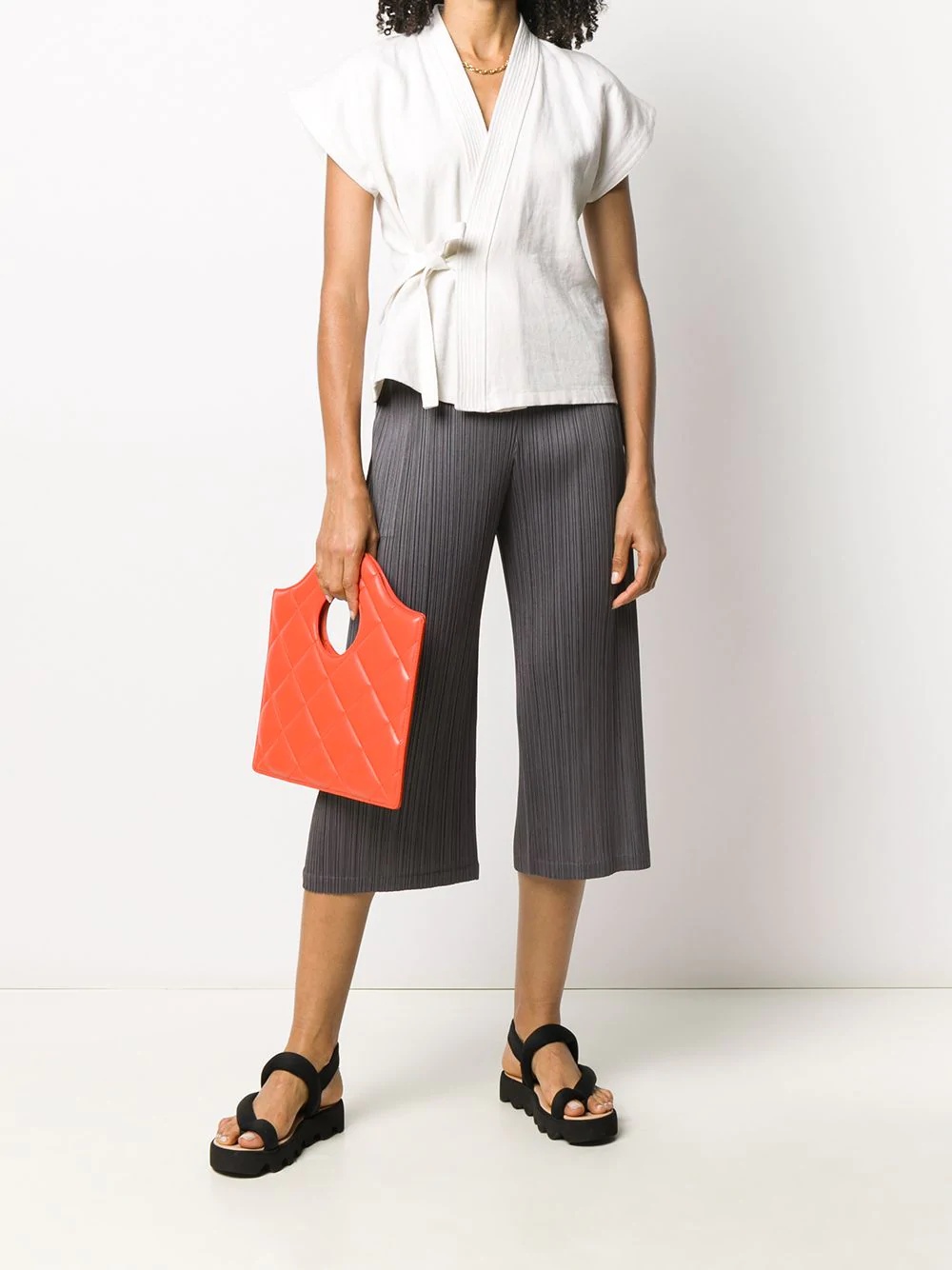 micro-pleated cropped trousers - 2