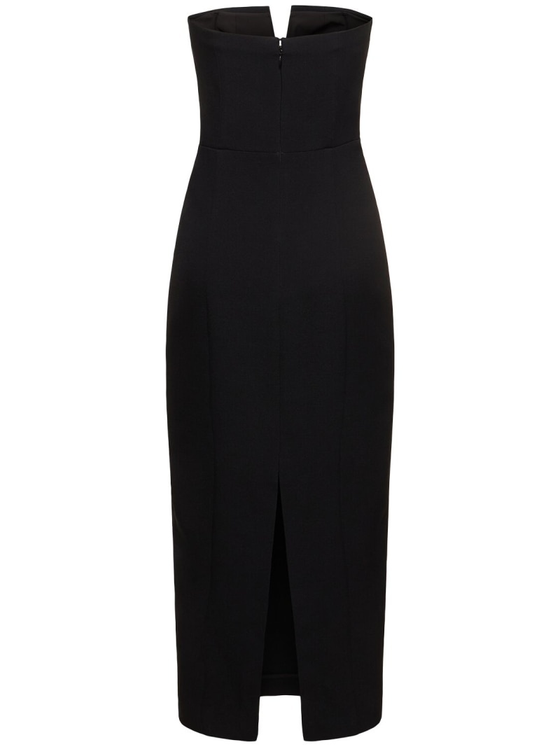 Strapless stretch wool & silk midi dress - 5