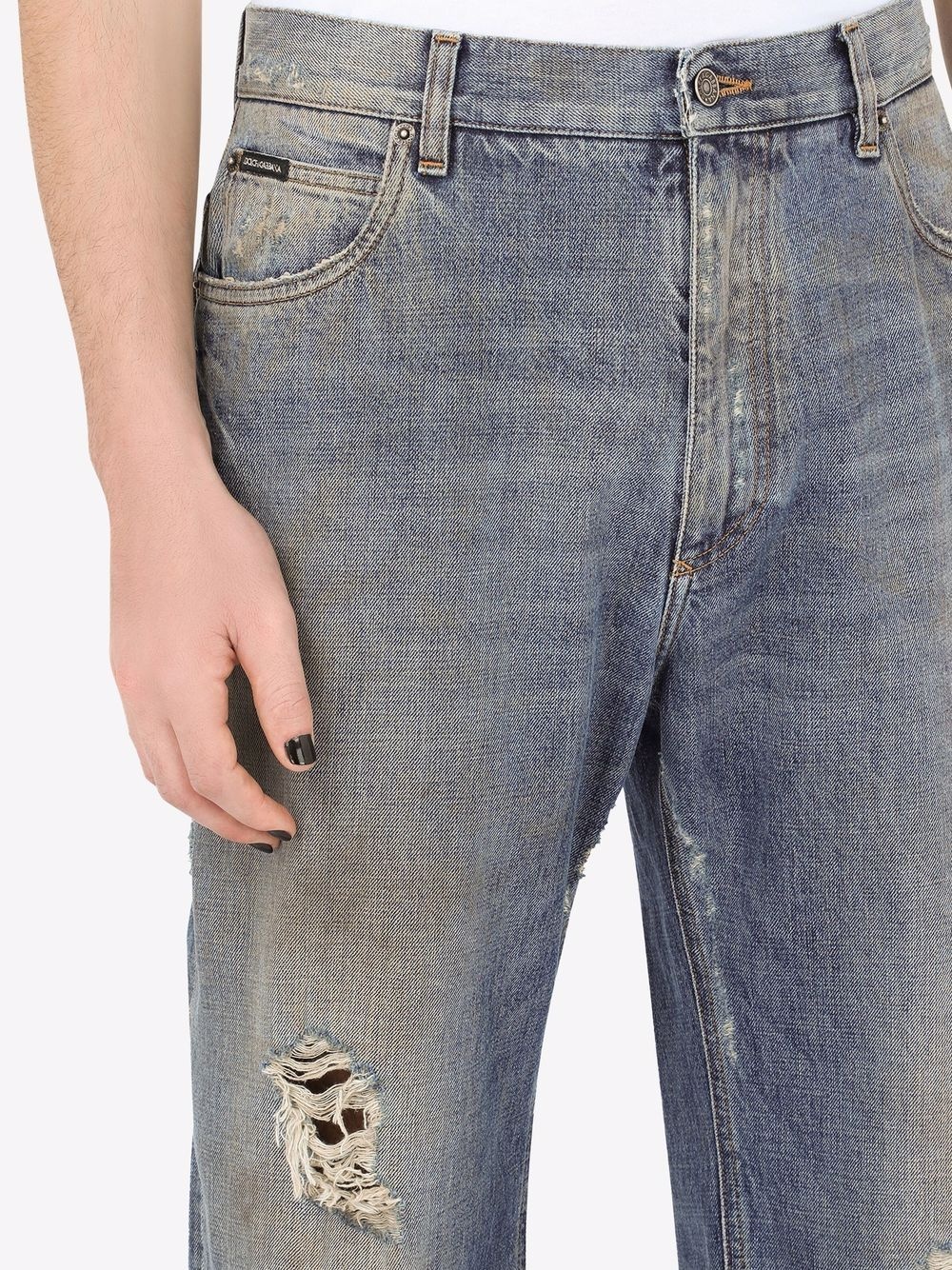 ripped wide-leg jeans - 5