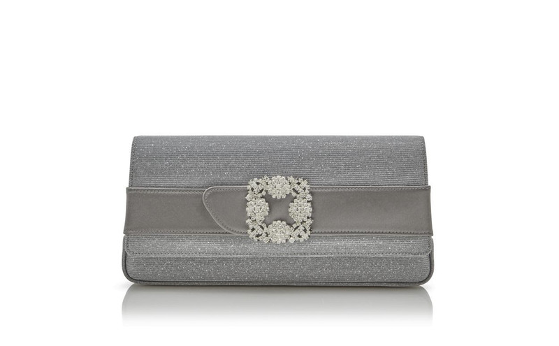 Silver Glitter Jewel Buckle Clutch 1