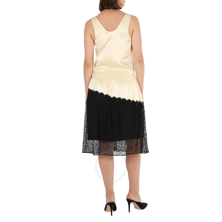 Burberry Ladies Cream Silk Satin And Lace Sleeveless Dress - 2