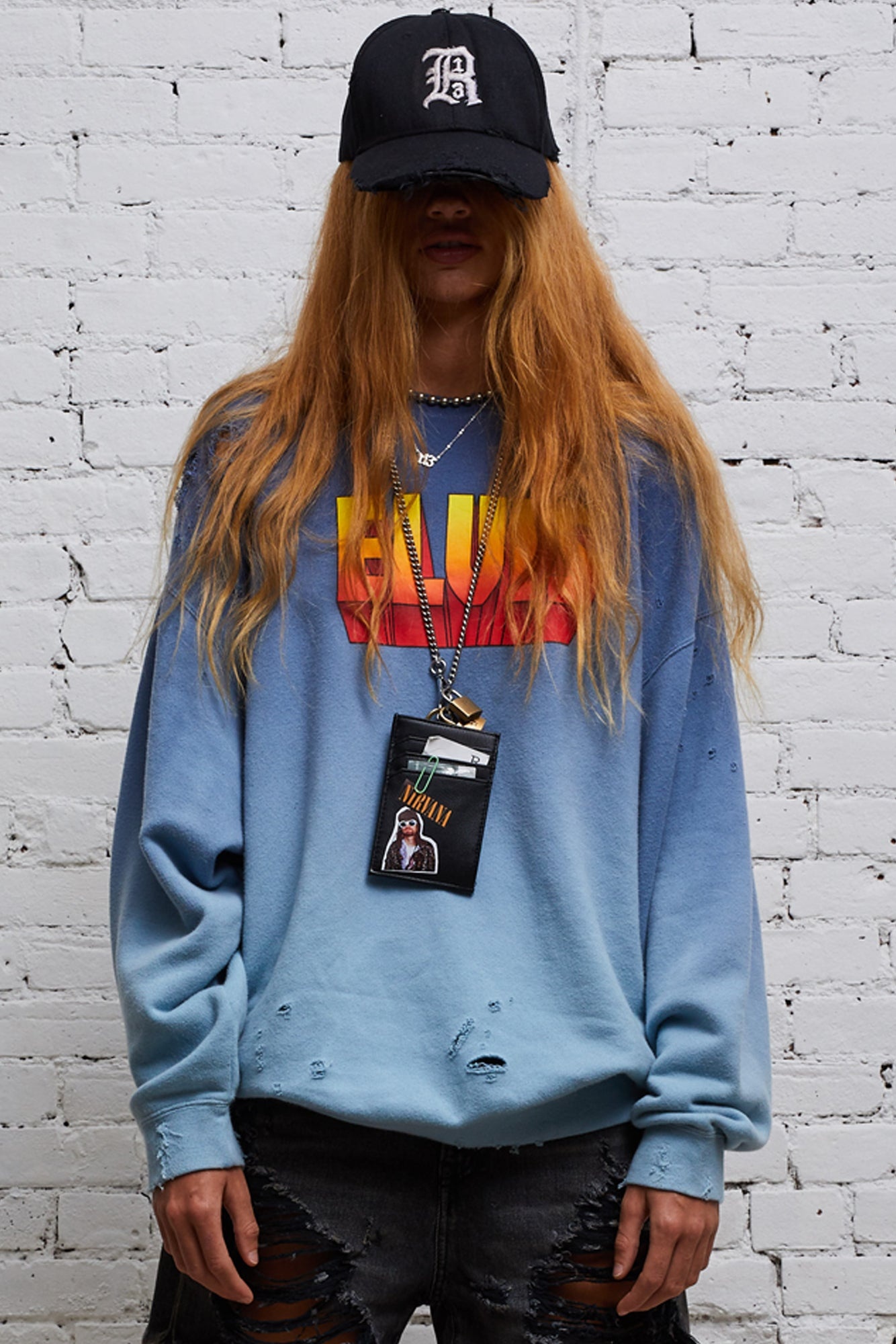 OVERSIZED ELVIS CREWNECK - FADED BLUE - 1