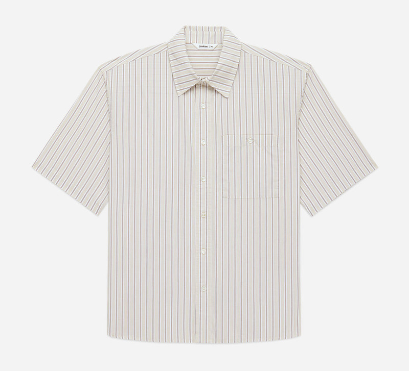 Short Sleeve Commuter Shirt - Tan Stripe - 1