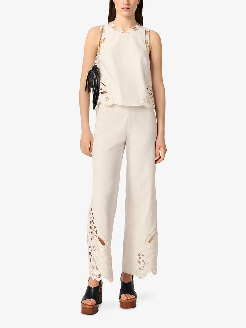 maje Cut-Out Round-Neck Stretch-Cotton Top outlook